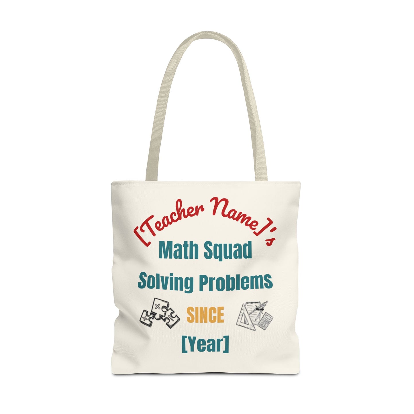 Personalized Teacher Tote Bag, Math Squad Bag, School Supply Tote, Gift for Teachers, Classroom Essentials, Teacher Appreciation