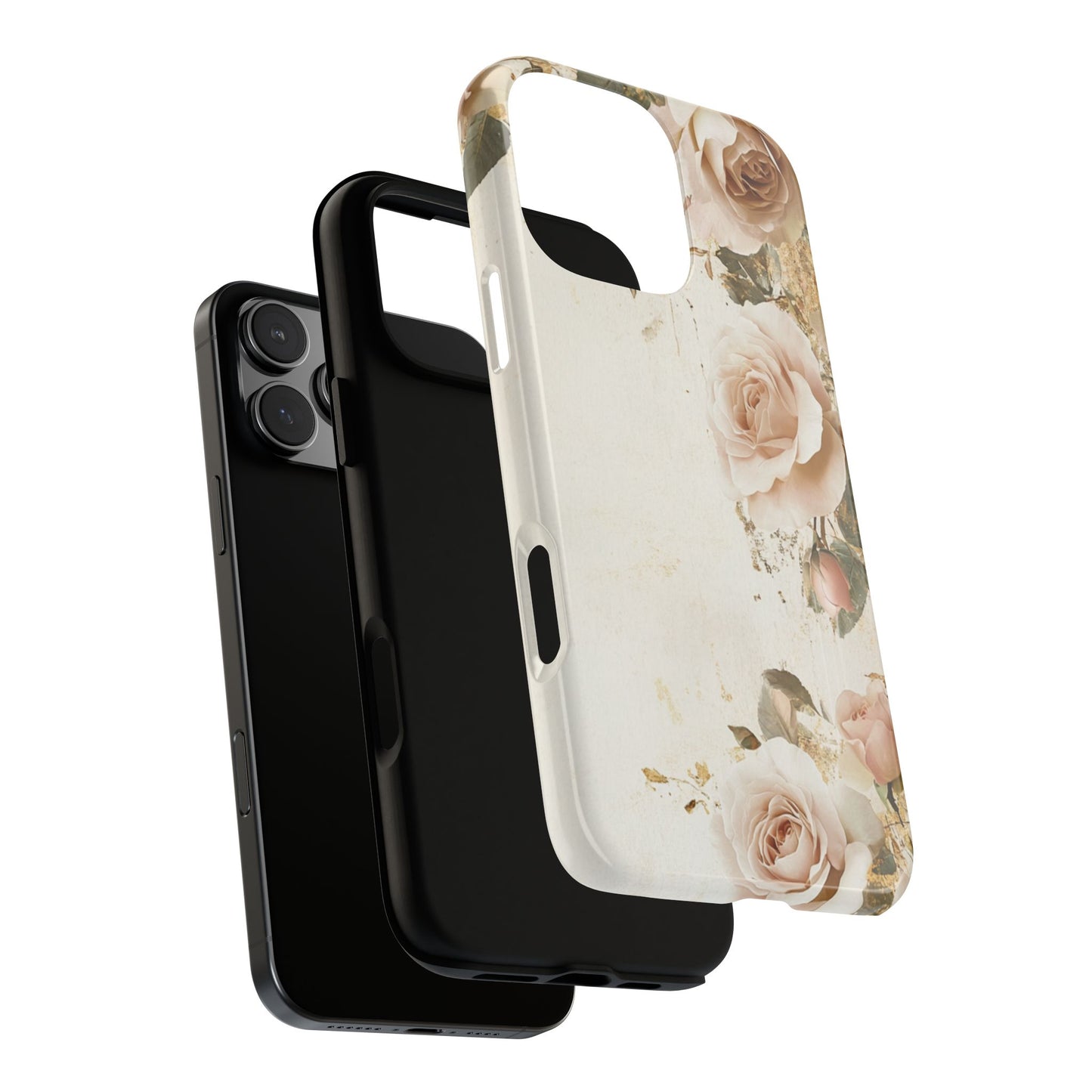 Antique Floral Tough Phone Case - Elegant Rose Design