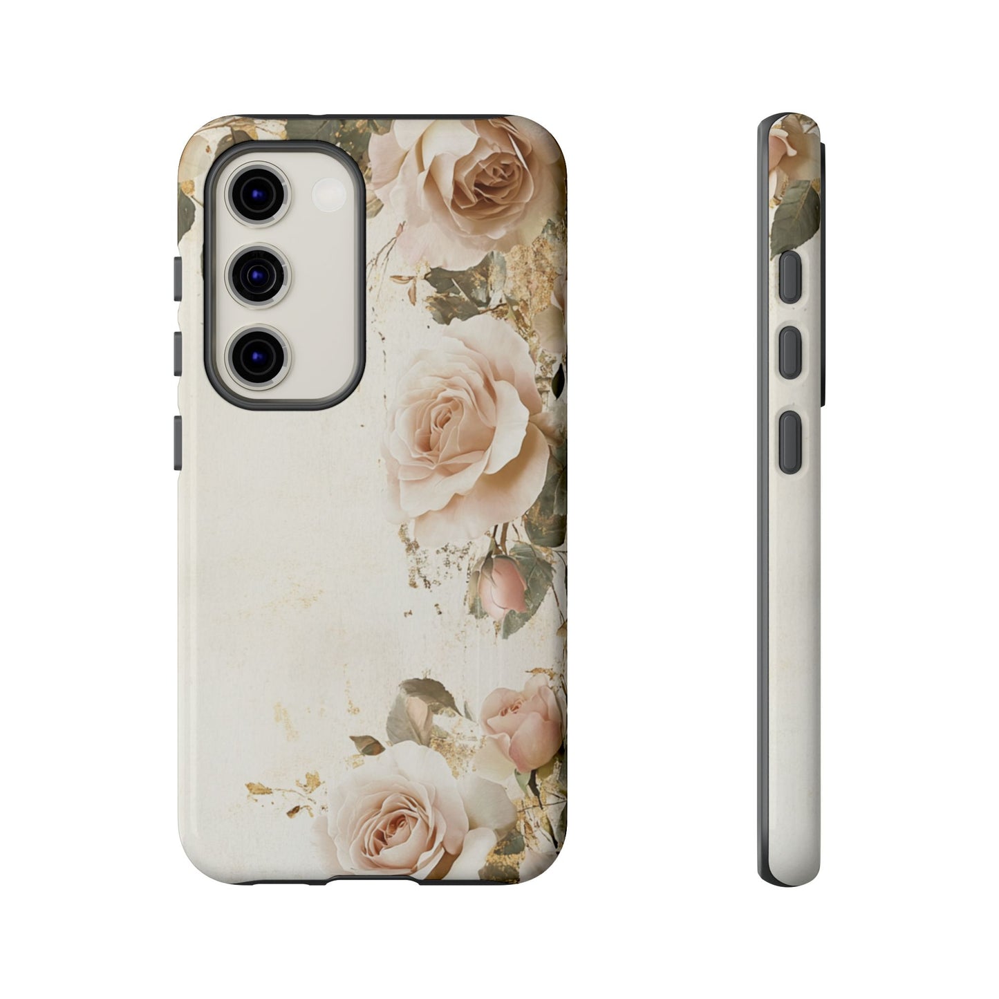 Antique Floral Tough Phone Case - Elegant Rose Design