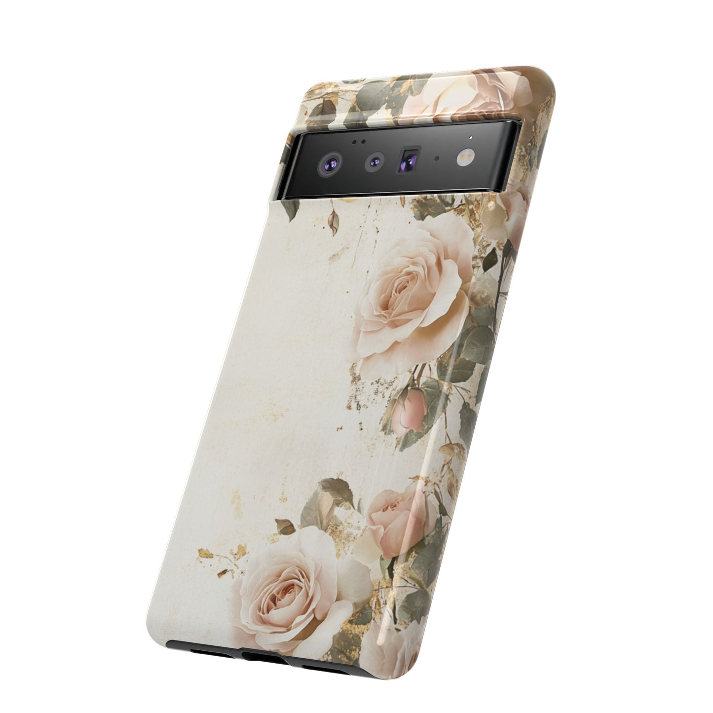 Antique Floral Tough Phone Case - Elegant Rose Design