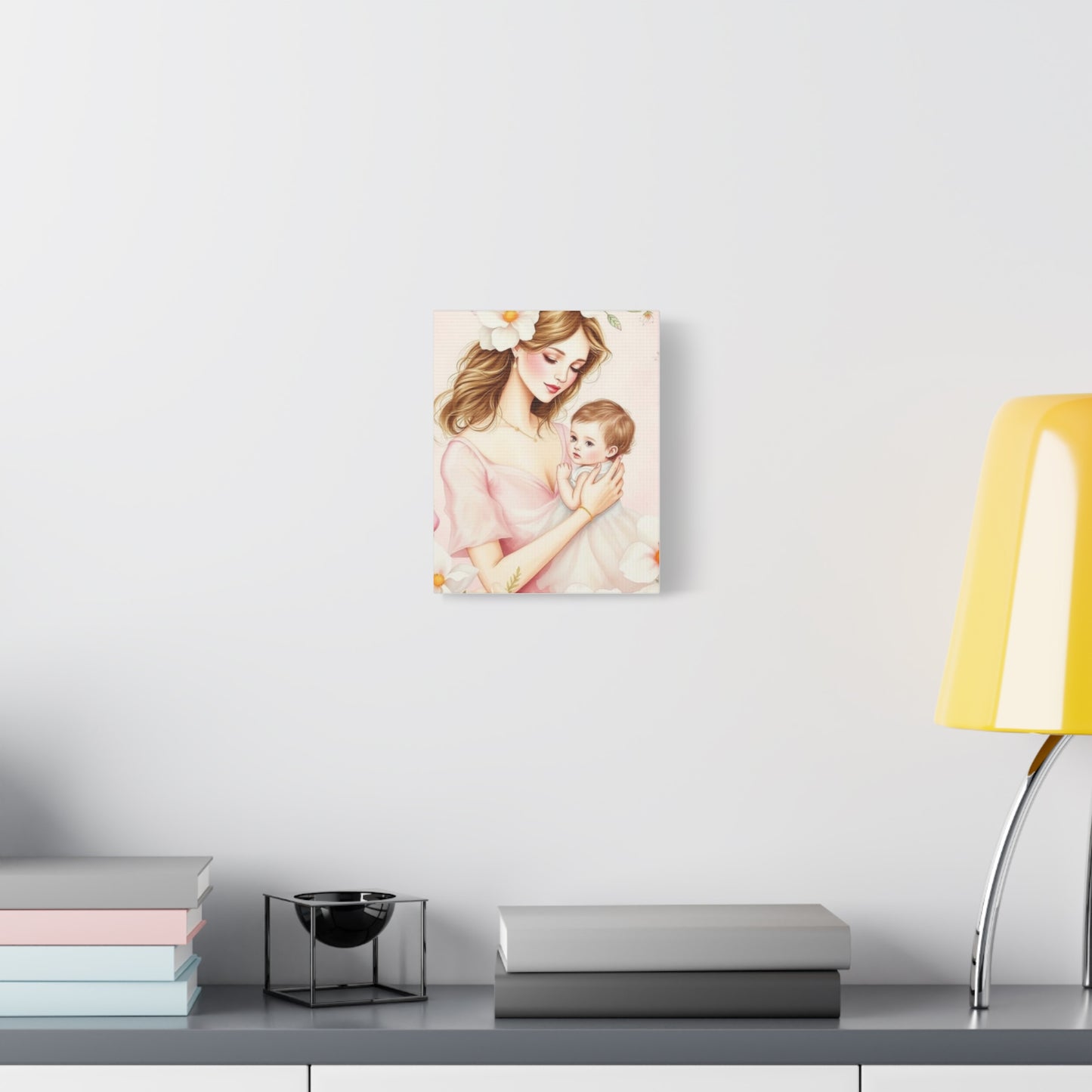 Mother and Child Canvas Art Print - Heartwarming Floral Decor