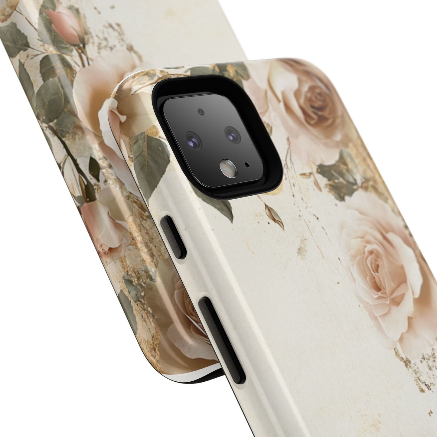 Antique Floral Tough Phone Case - Elegant Rose Design