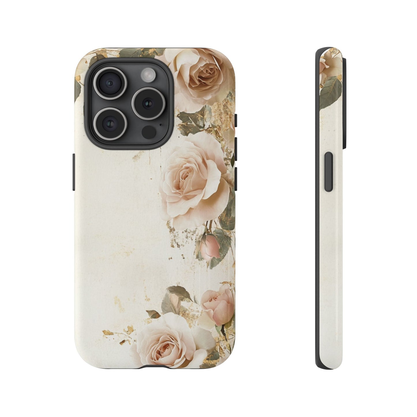 Antique Floral Tough Phone Case - Elegant Rose Design