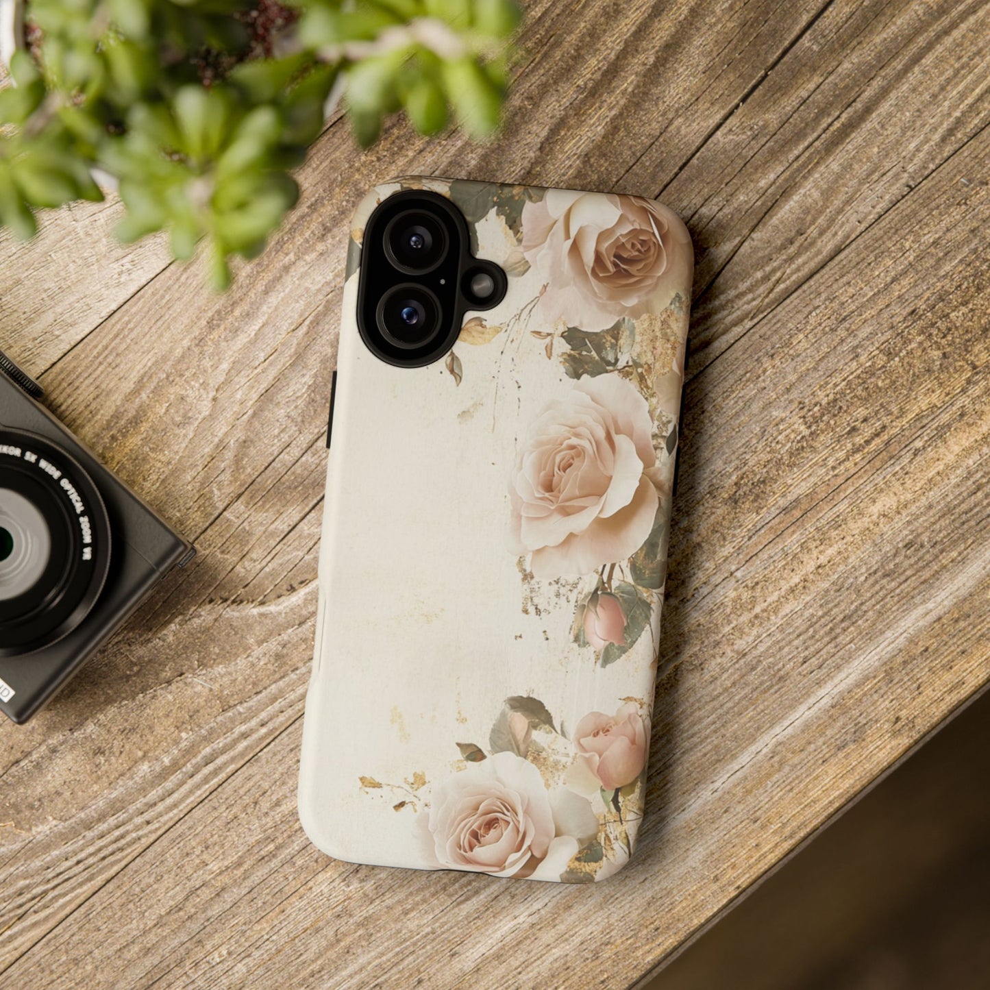 Antique Floral Tough Phone Case - Elegant Rose Design