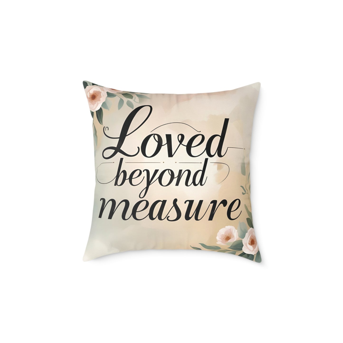Inspirational Quote Floral Throw Pillow Religious Decor Scripture Inspiration Room Accent Pink Green - Love Beyond Measure