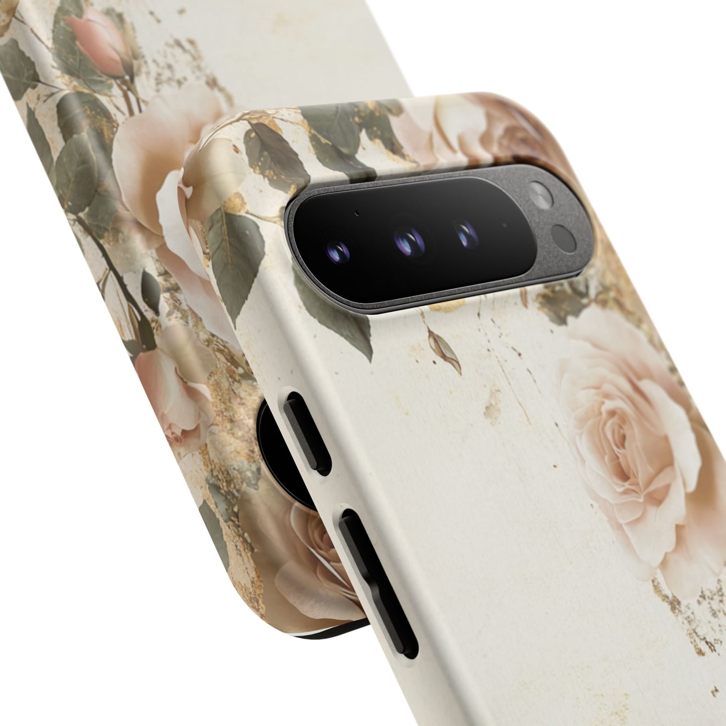 Antique Floral Tough Phone Case - Elegant Rose Design