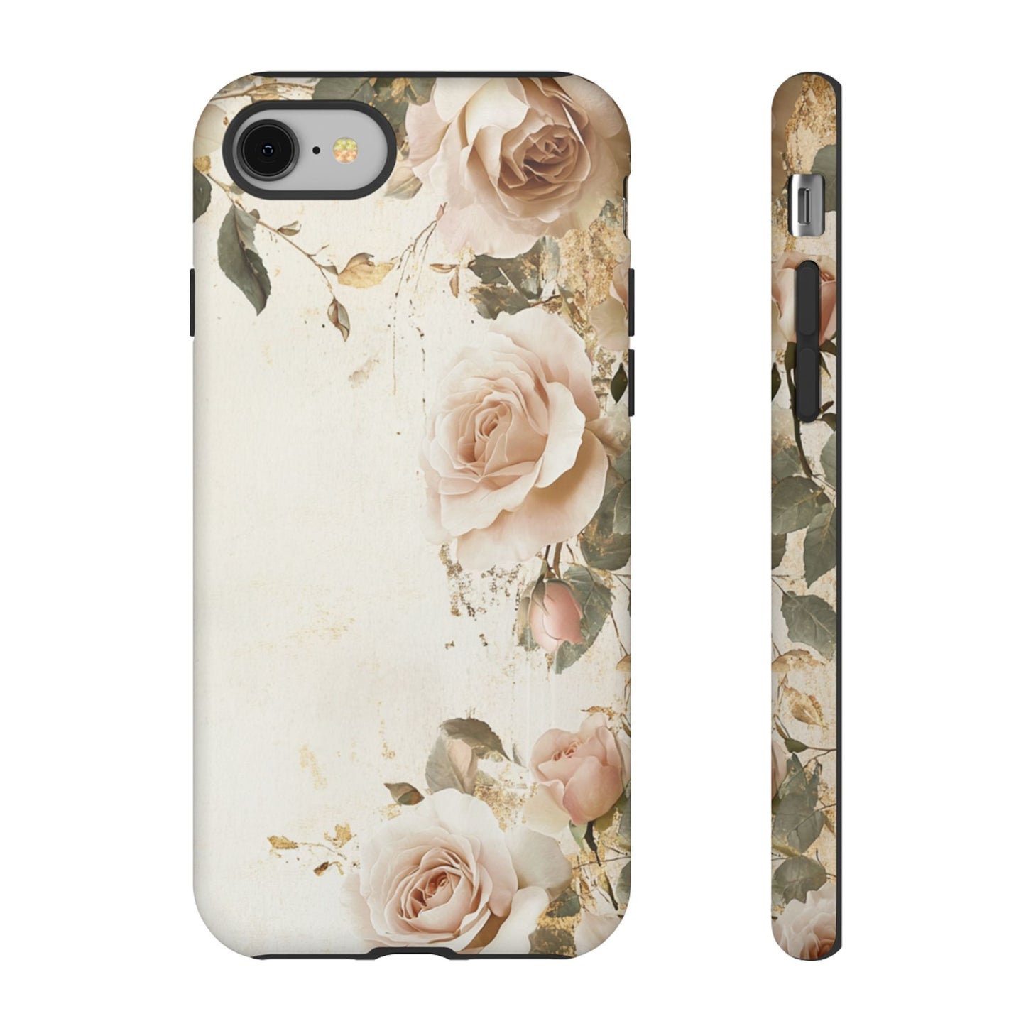 Antique Floral Tough Phone Case - Elegant Rose Design