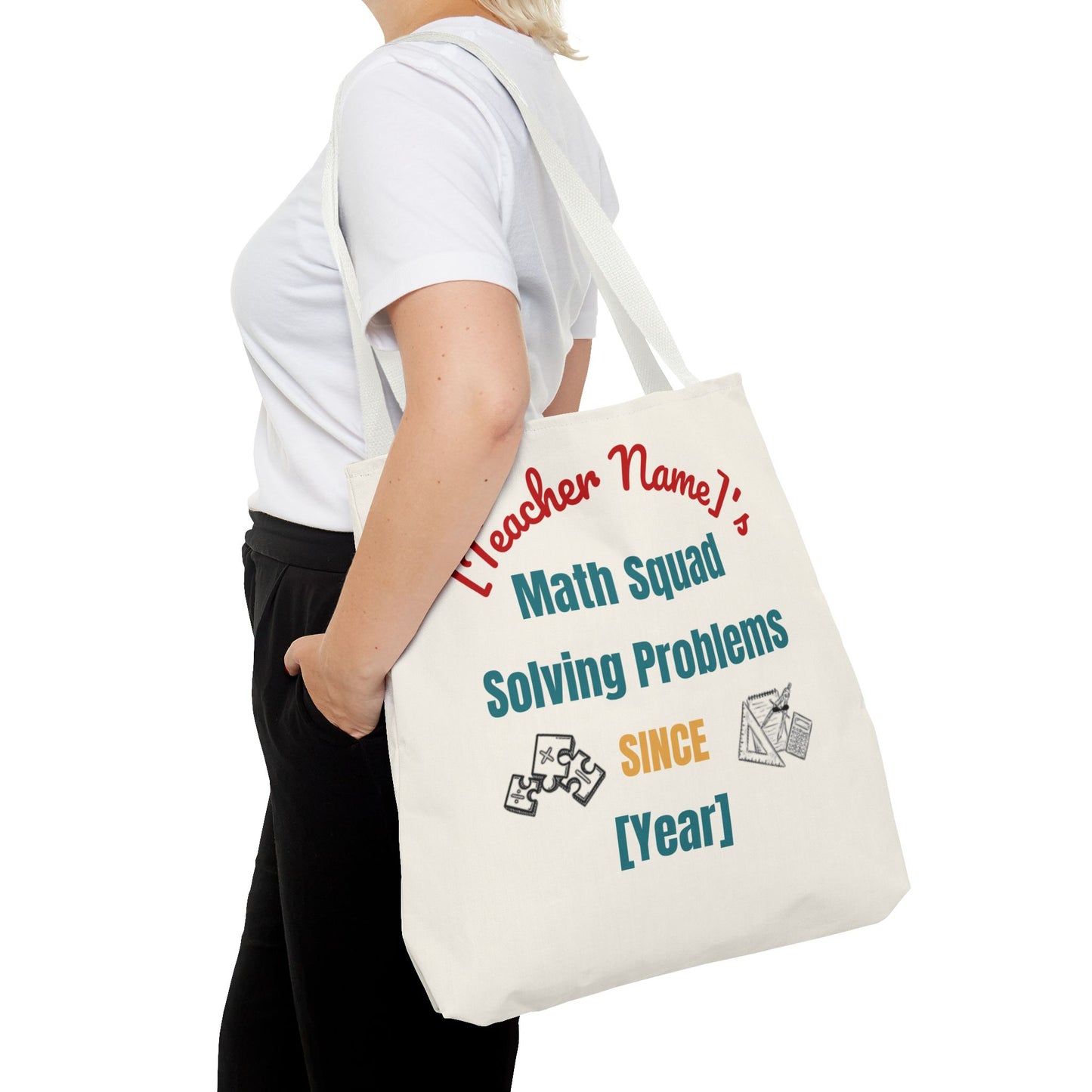 Personalized Teacher Tote Bag, Math Squad Bag, School Supply Tote, Gift for Teachers, Classroom Essentials, Teacher Appreciation