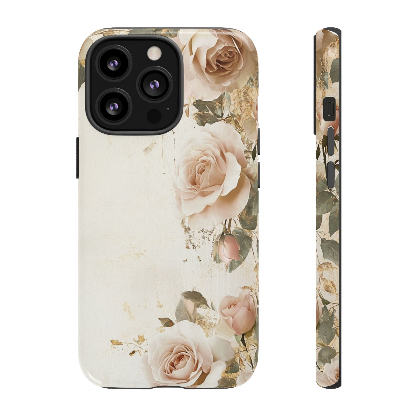 Antique Floral Tough Phone Case - Elegant Rose Design