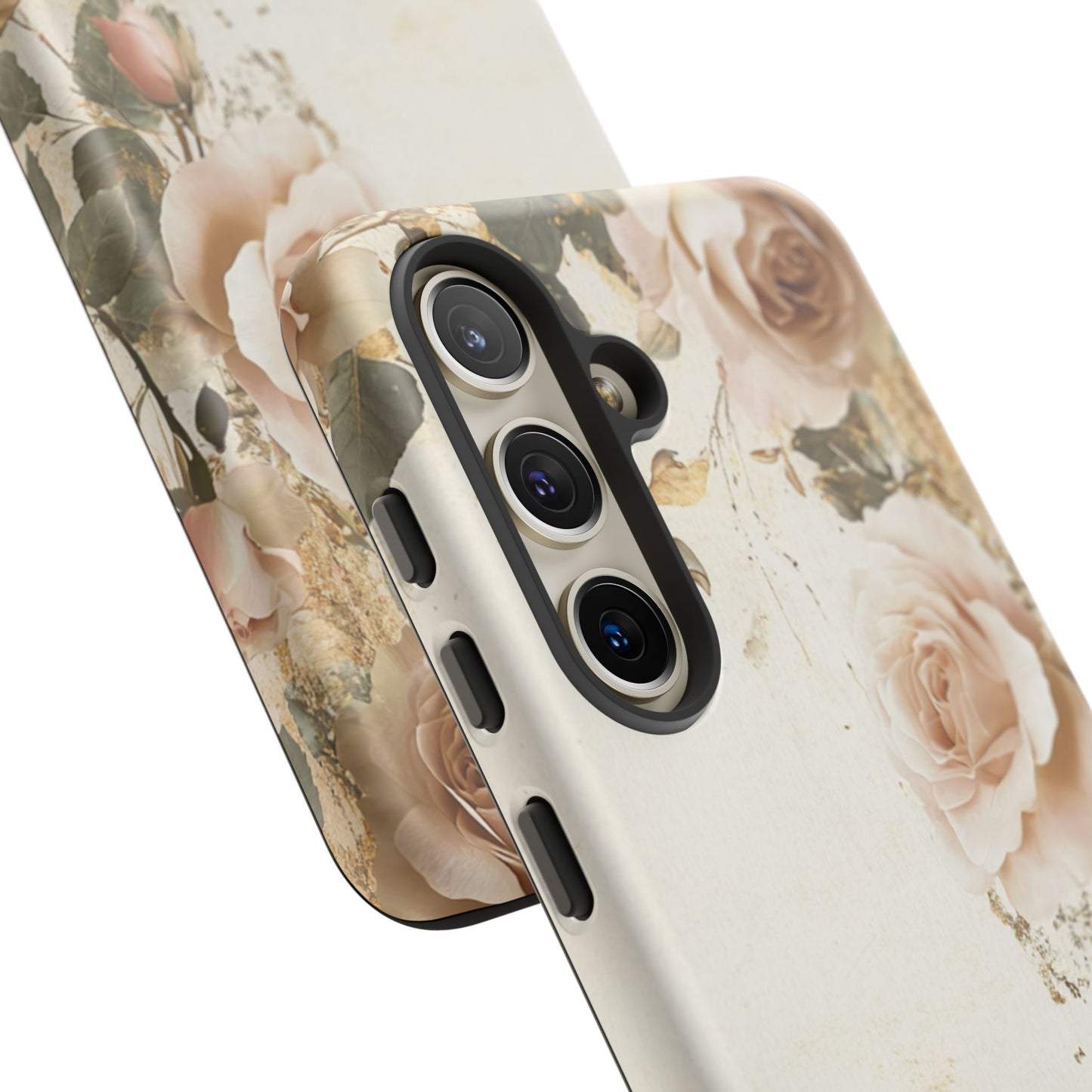 Antique Floral Tough Phone Case - Elegant Rose Design