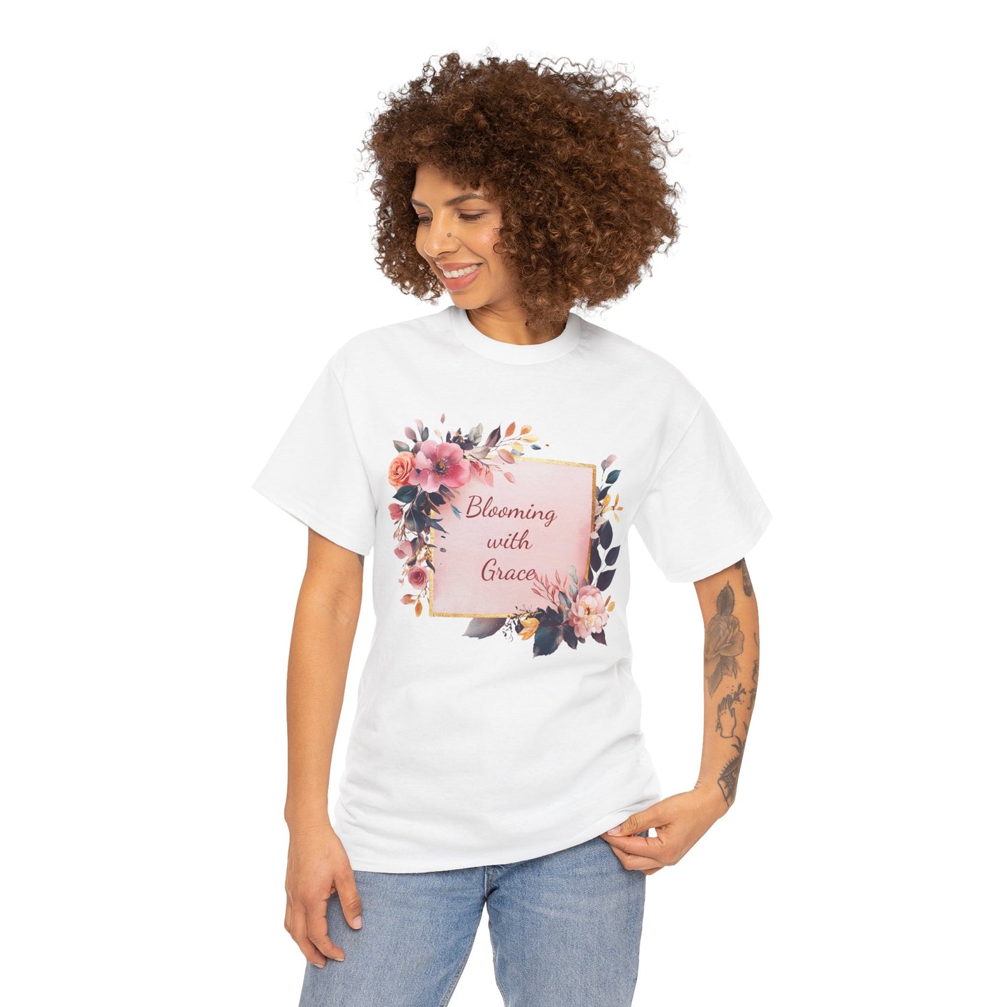 Blooming with Grace Unisex Heavy Cotton Tee - Floral Design T-Shirt for Spring
