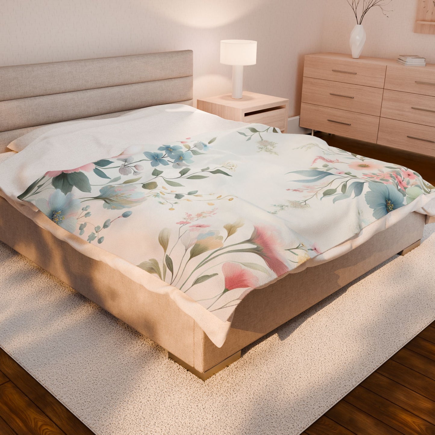Cozy Floral Velveteen Plush Blanket | Soft Throw for Home Decor & Comfort