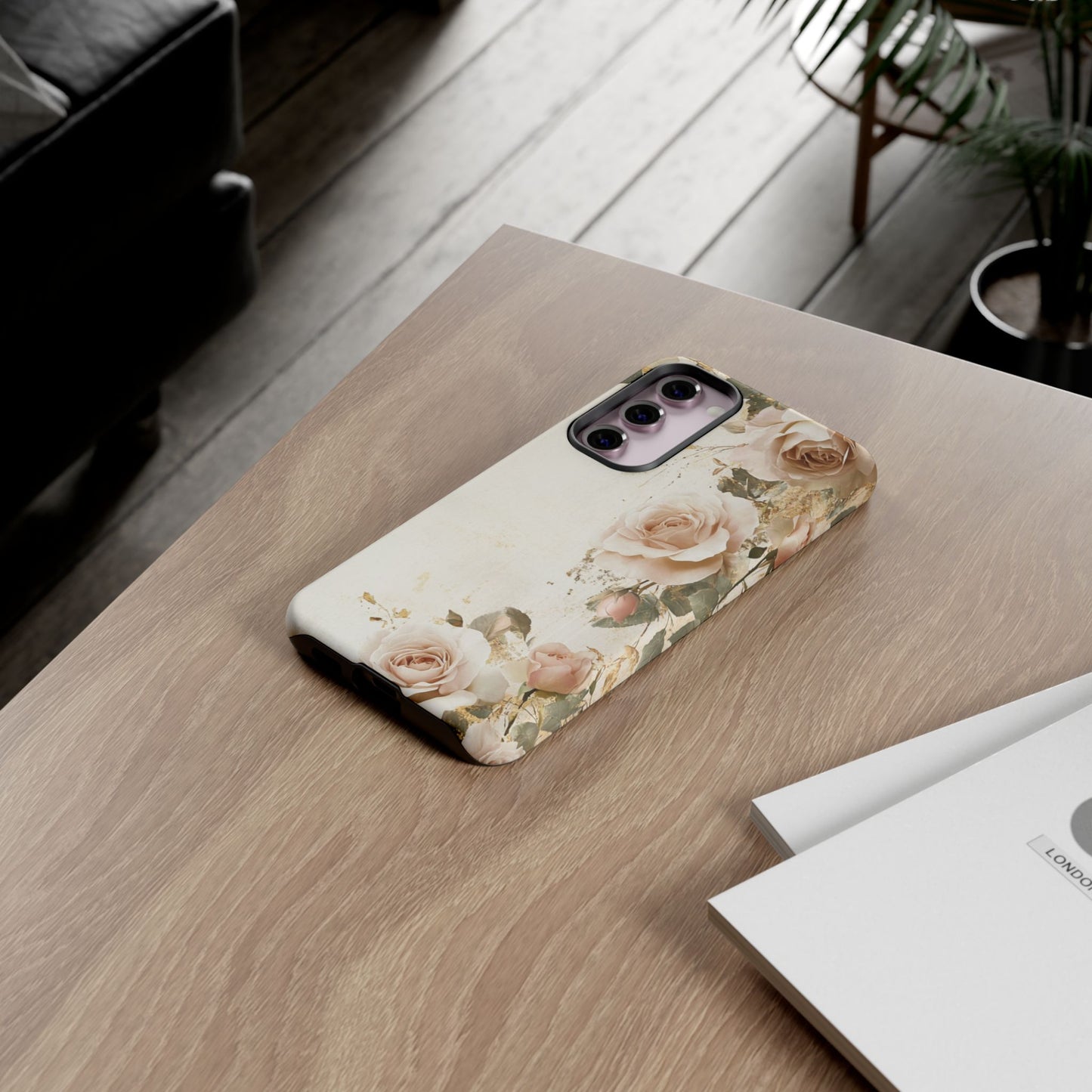 Antique Floral Tough Phone Case - Elegant Rose Design