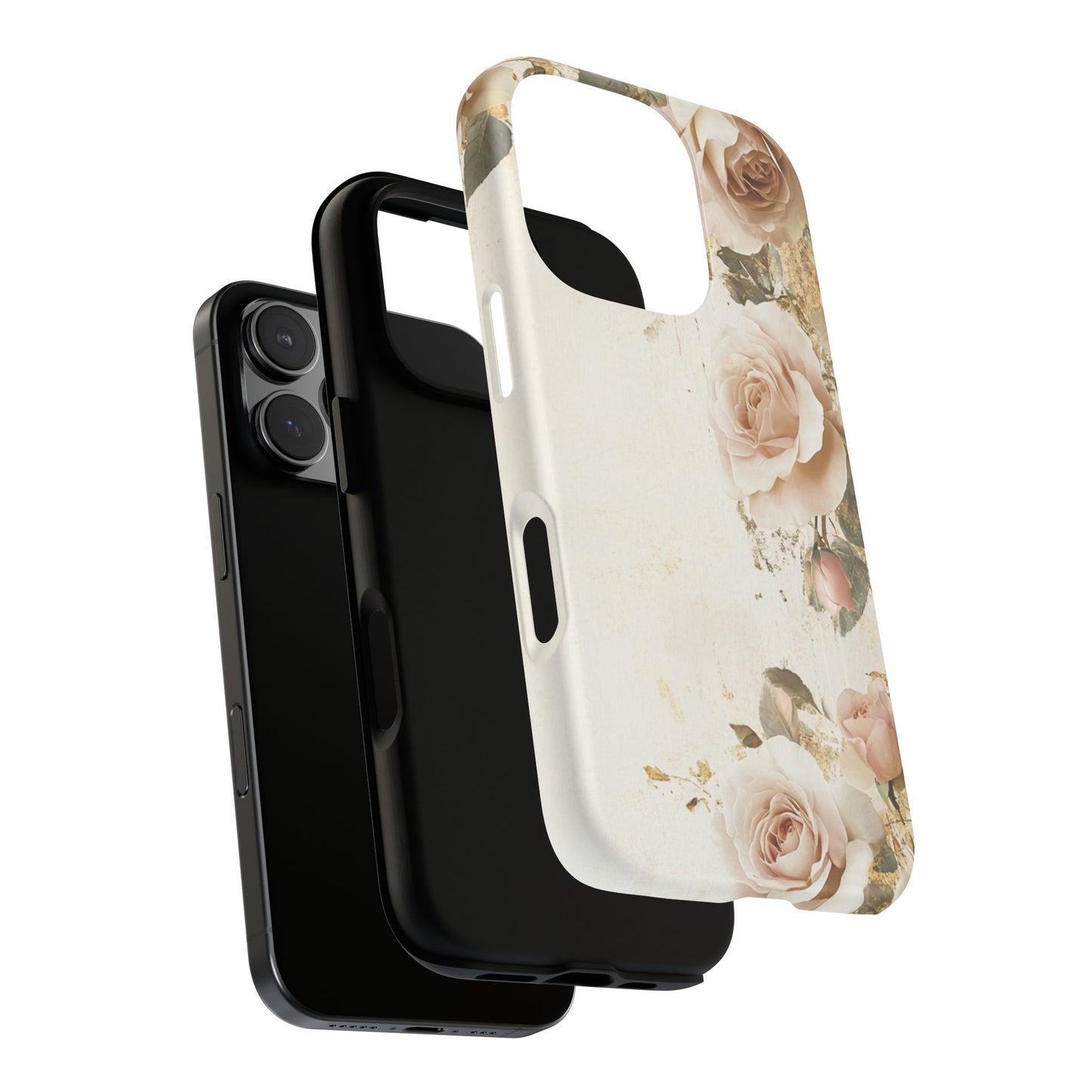 Antique Floral Tough Phone Case - Elegant Rose Design