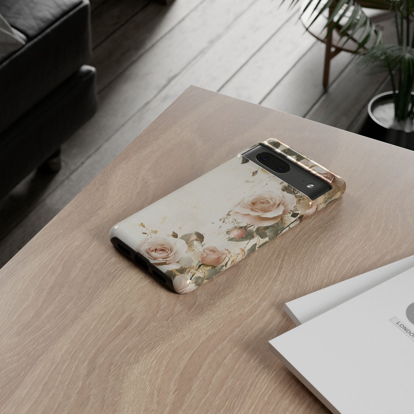 Antique Floral Tough Phone Case - Elegant Rose Design