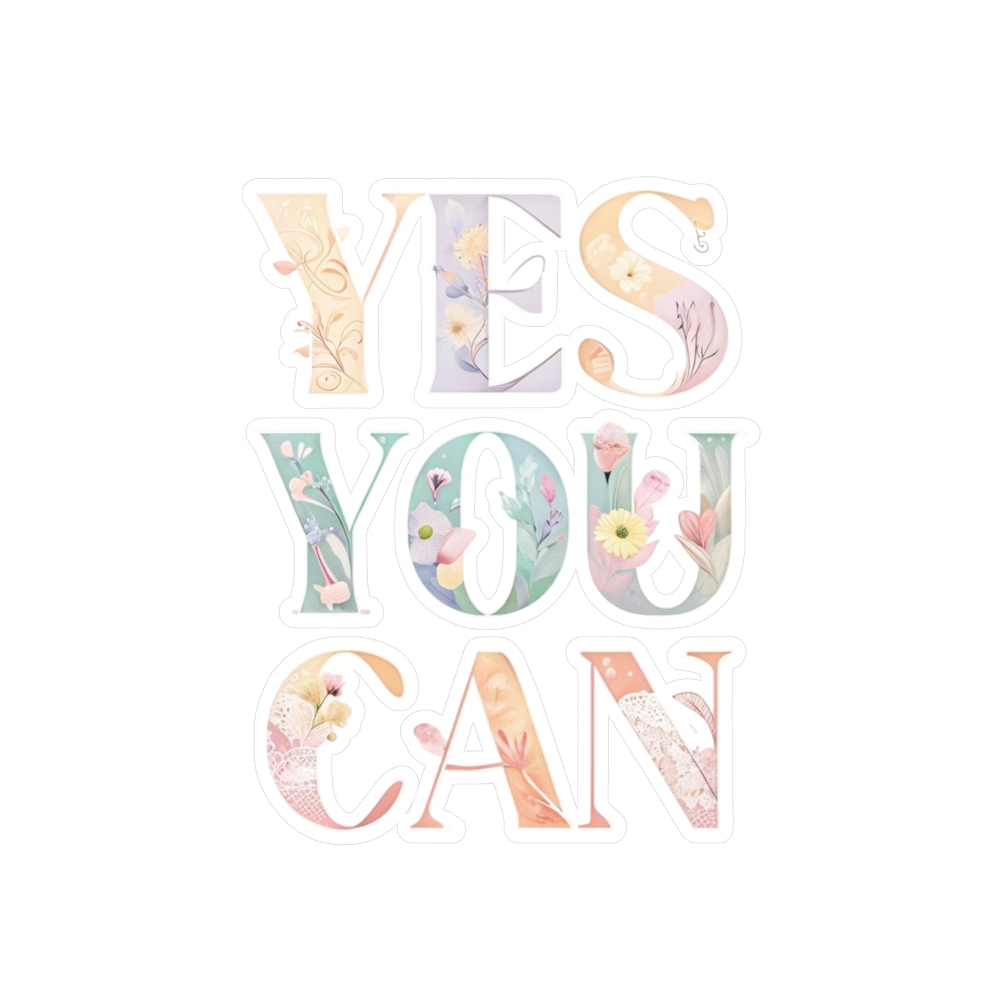 Inspirational Vinyl Decals for Home Decor, Motivational Stickers, Positive Affirmation Stickers, Yes You Can Decal for Walls, Laptop