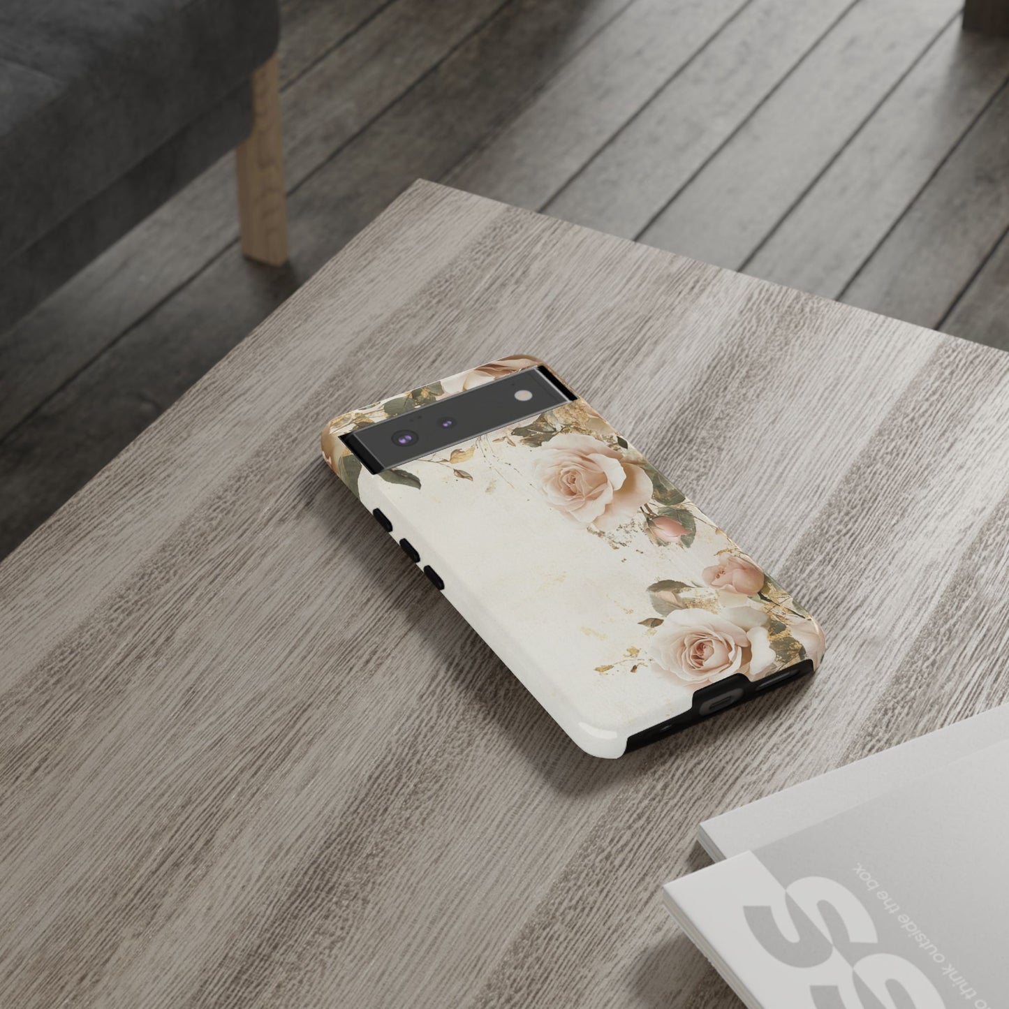 Antique Floral Tough Phone Case - Elegant Rose Design