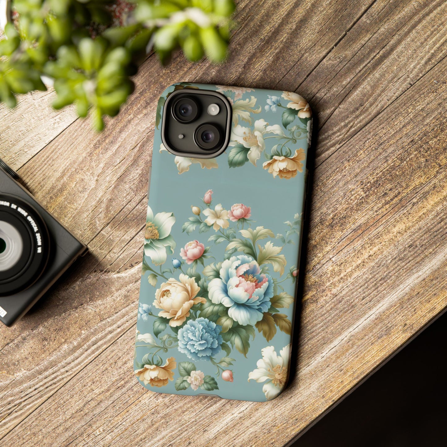 Floral Tough Phone Case - Elegant Flower Pattern, Durable Protection