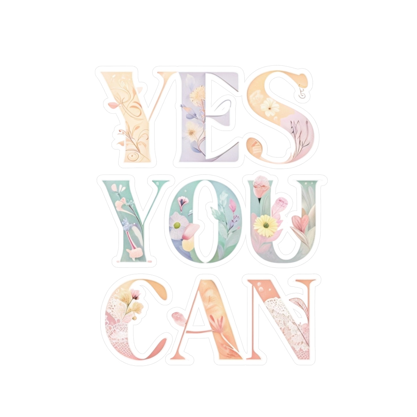 Inspirational Vinyl Decals for Home Decor, Motivational Stickers, Positive Affirmation Stickers, Yes You Can Decal for Walls, Laptop