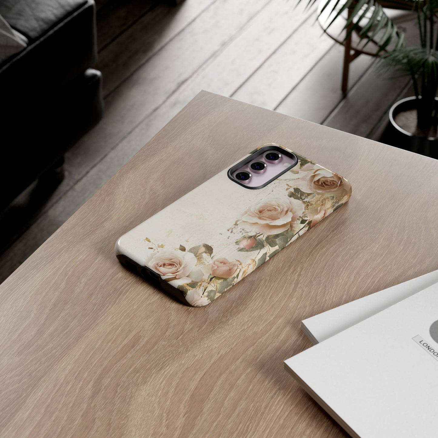Antique Floral Tough Phone Case - Elegant Rose Design