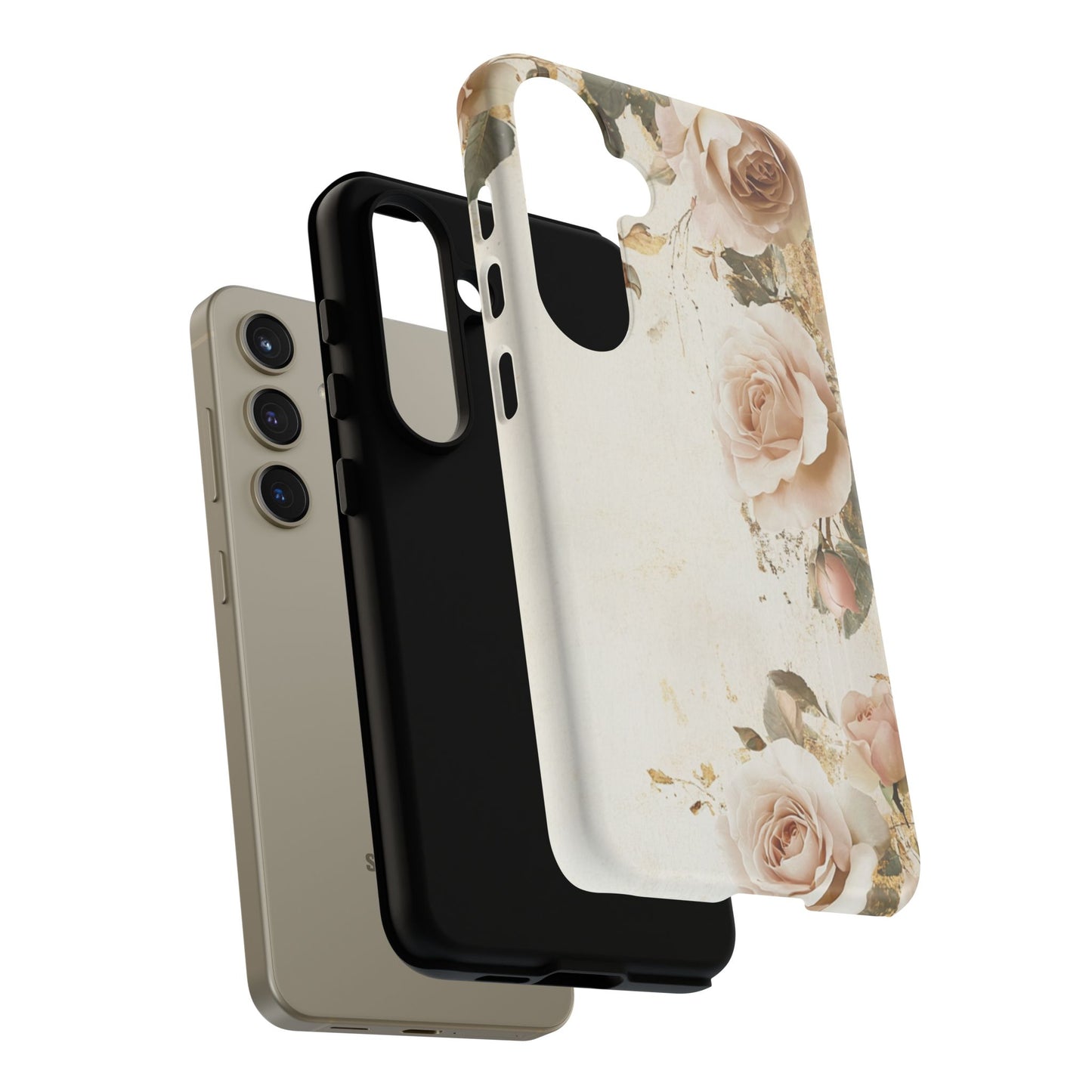 Antique Floral Tough Phone Case - Elegant Rose Design
