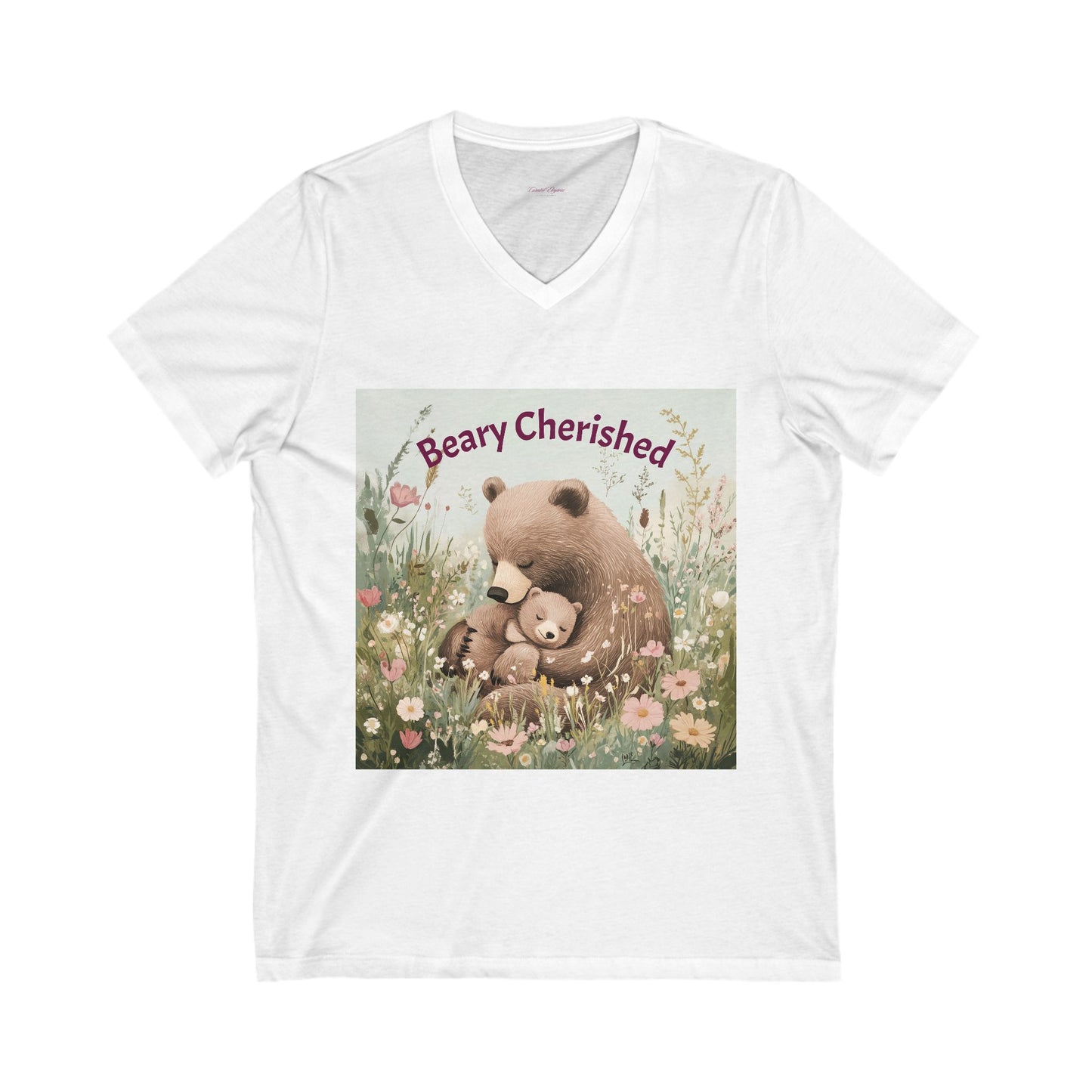 Beary Cherished Mother and Baby V-Neck Tee - Unisex Short Sleeve Shirt
