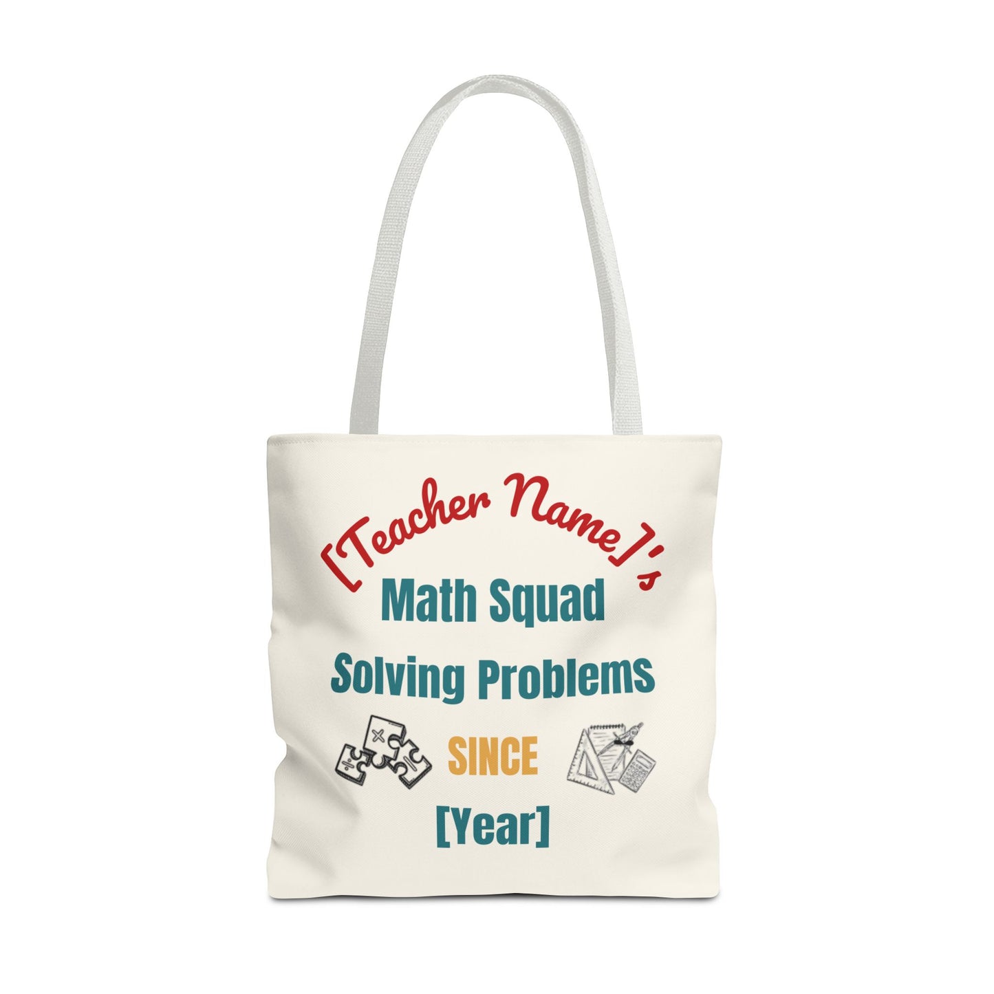 Personalized Teacher Tote Bag, Math Squad Bag, School Supply Tote, Gift for Teachers, Classroom Essentials, Teacher Appreciation