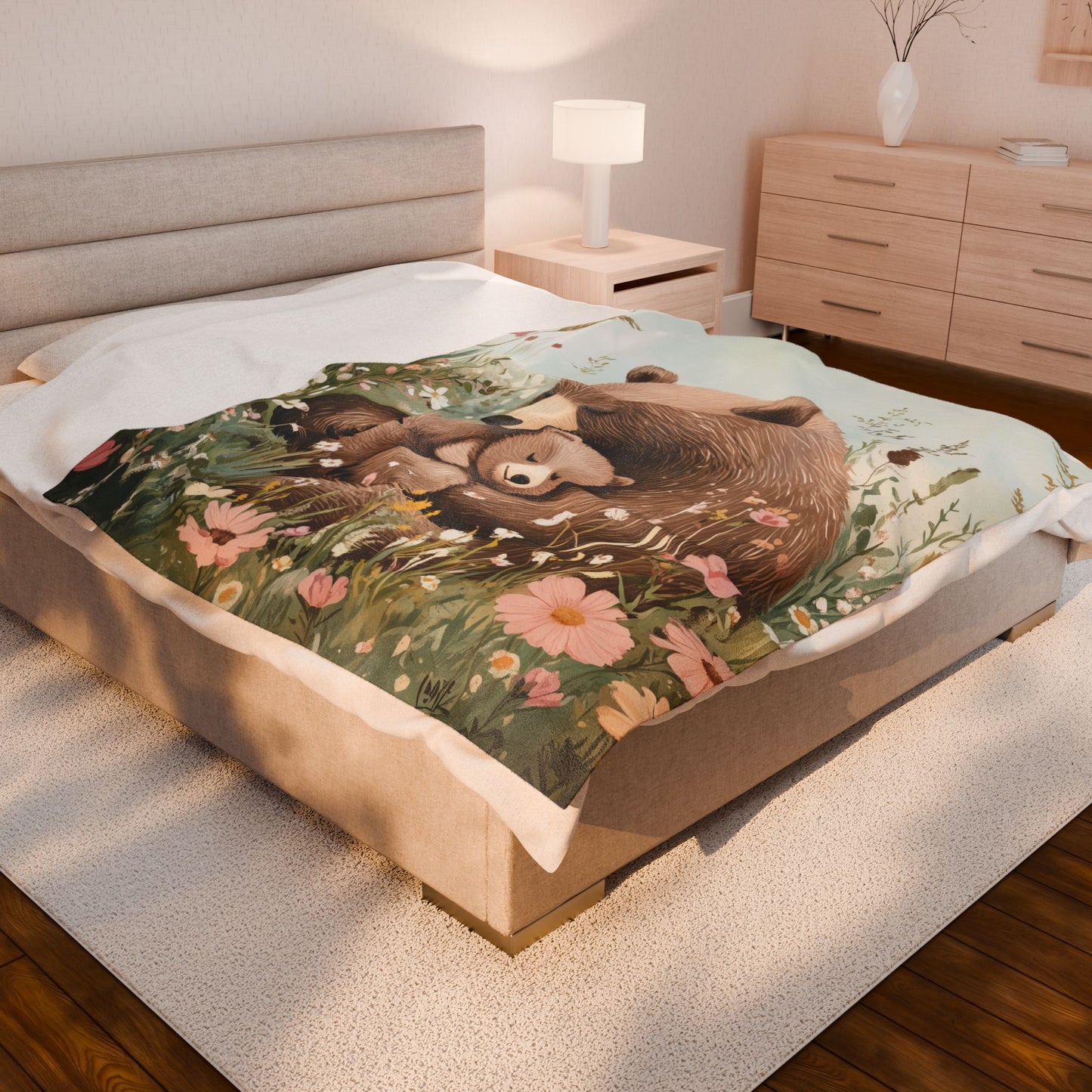 Cozy Velveteen Plush Blanket - Beary Cherished Design