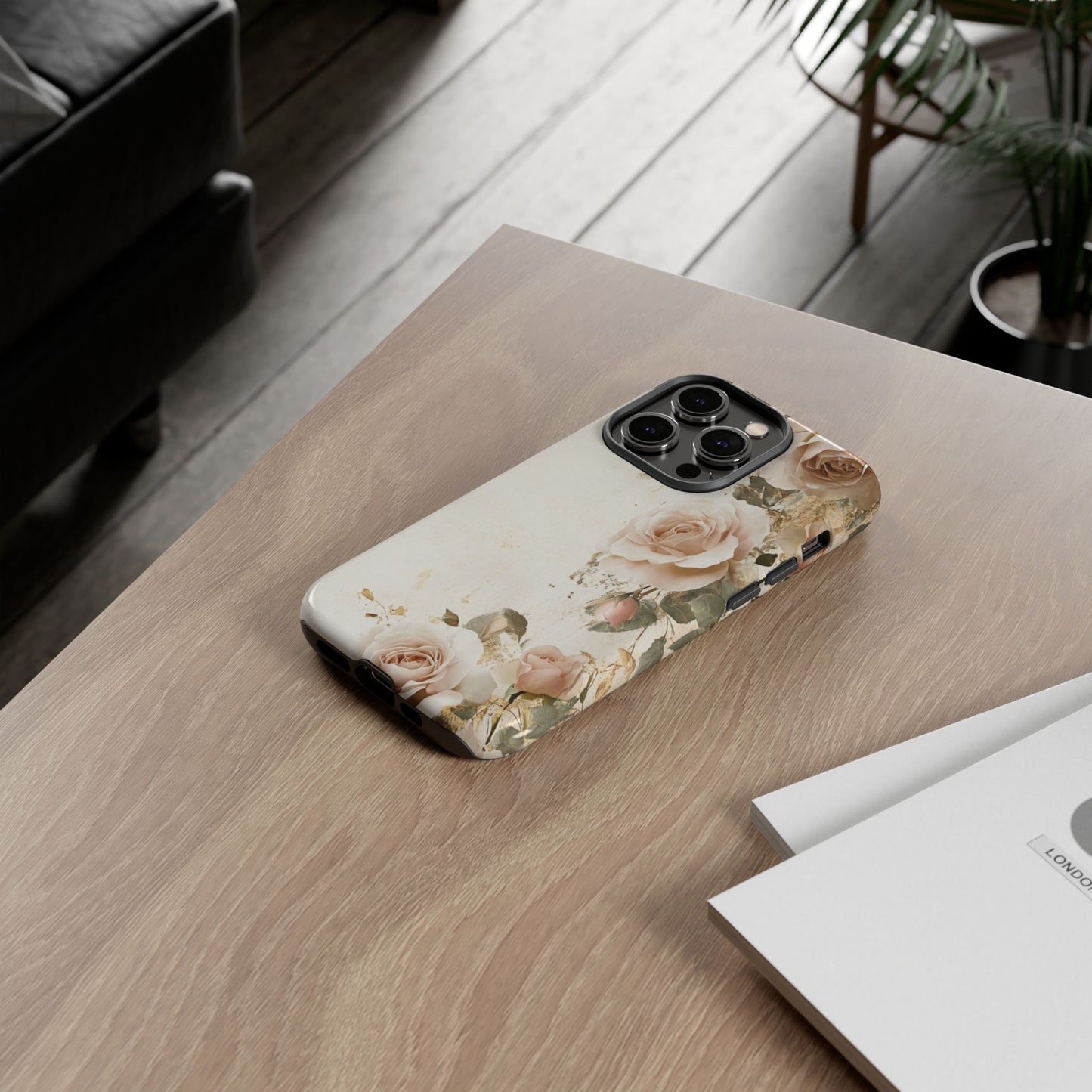 Antique Floral Tough Phone Case - Elegant Rose Design