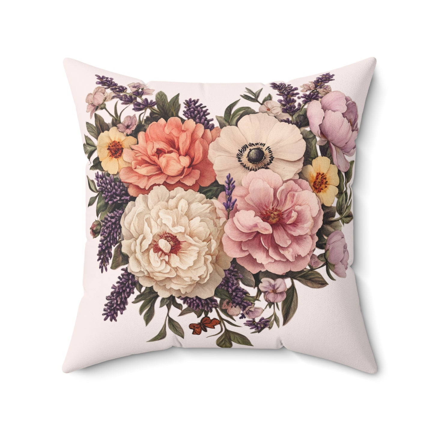 Floral Heart Spun Polyester Square Pillow - Cozy Home Decor Accent