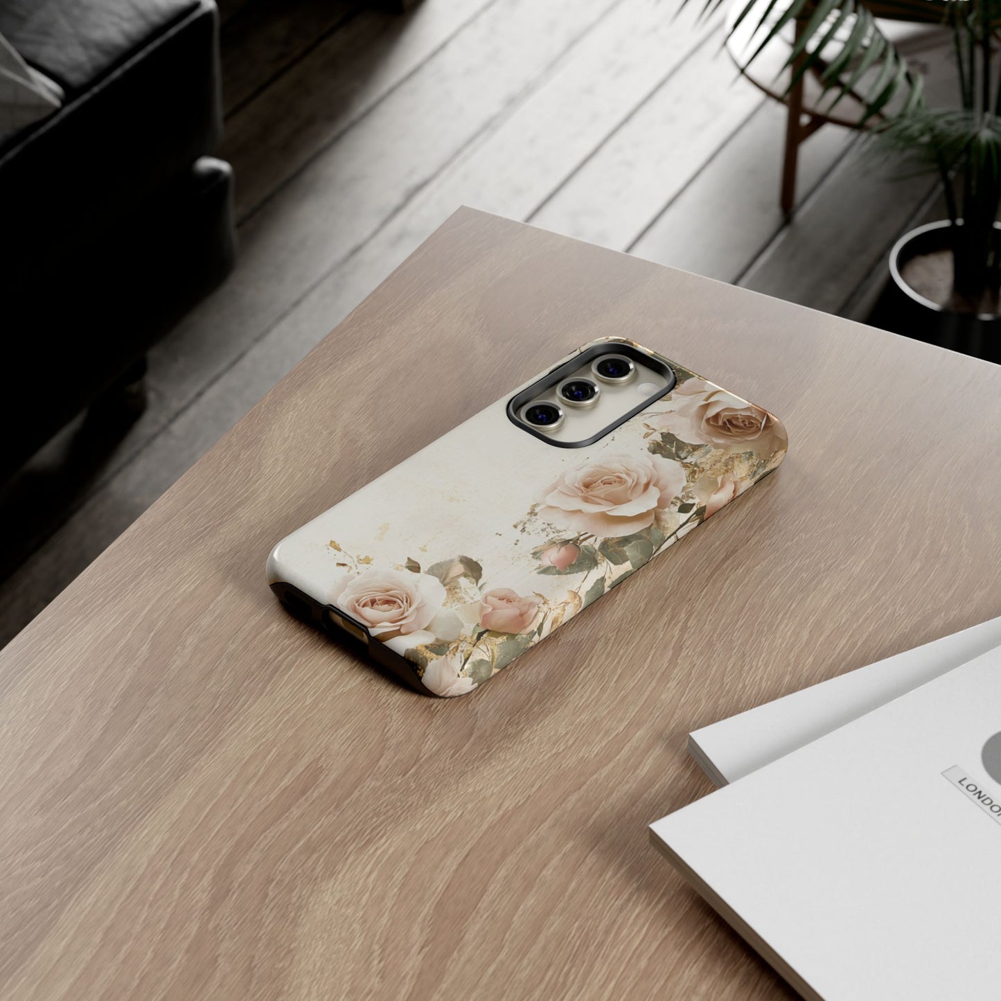 Antique Floral Tough Phone Case - Elegant Rose Design