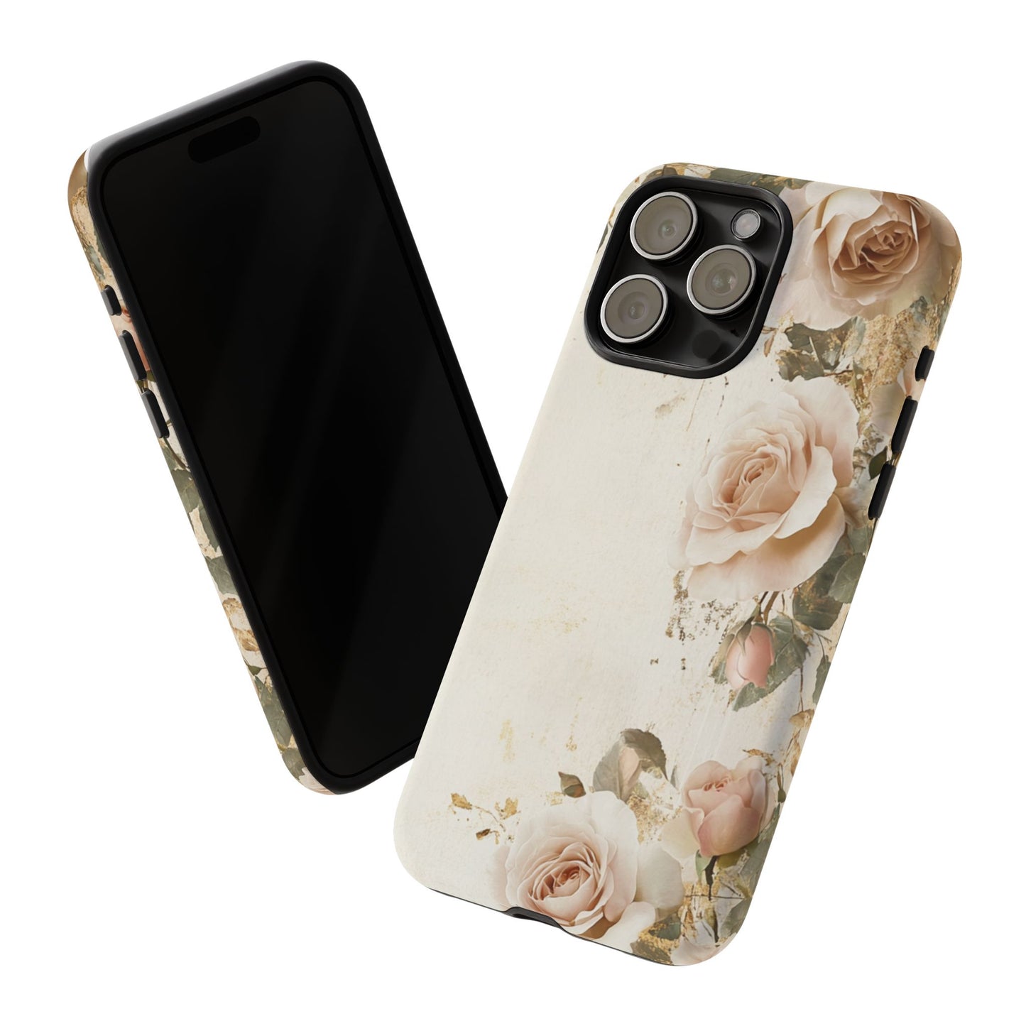 Antique Floral Tough Phone Case - Elegant Rose Design