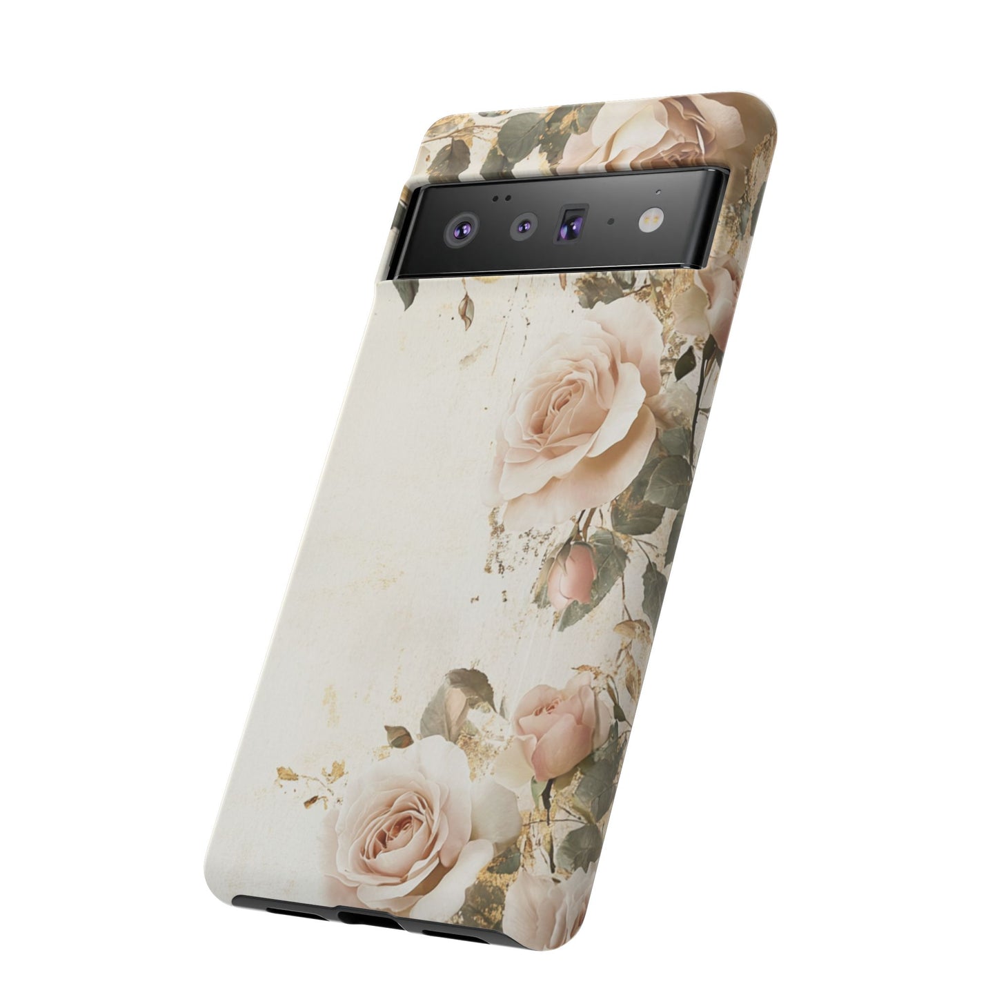 Antique Floral Tough Phone Case - Elegant Rose Design