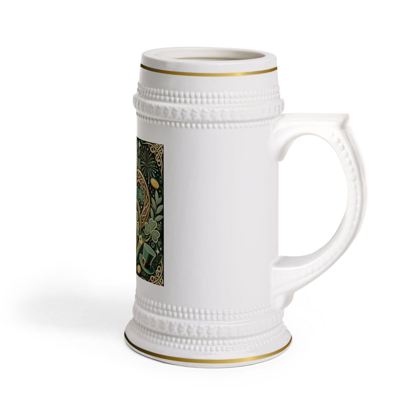 Decorative St. Patrick's Day Stein Mug with Shamrocks