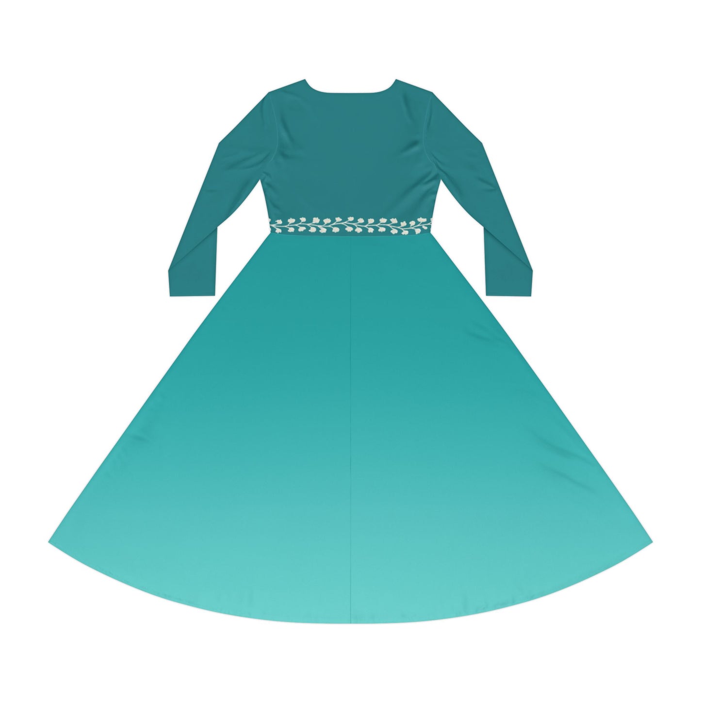 Dance Dress Aquamarine Ombre White Vine Illusion Waistband Fall or Winter Dress Formal Events or Casual Wear Gemstone Collection