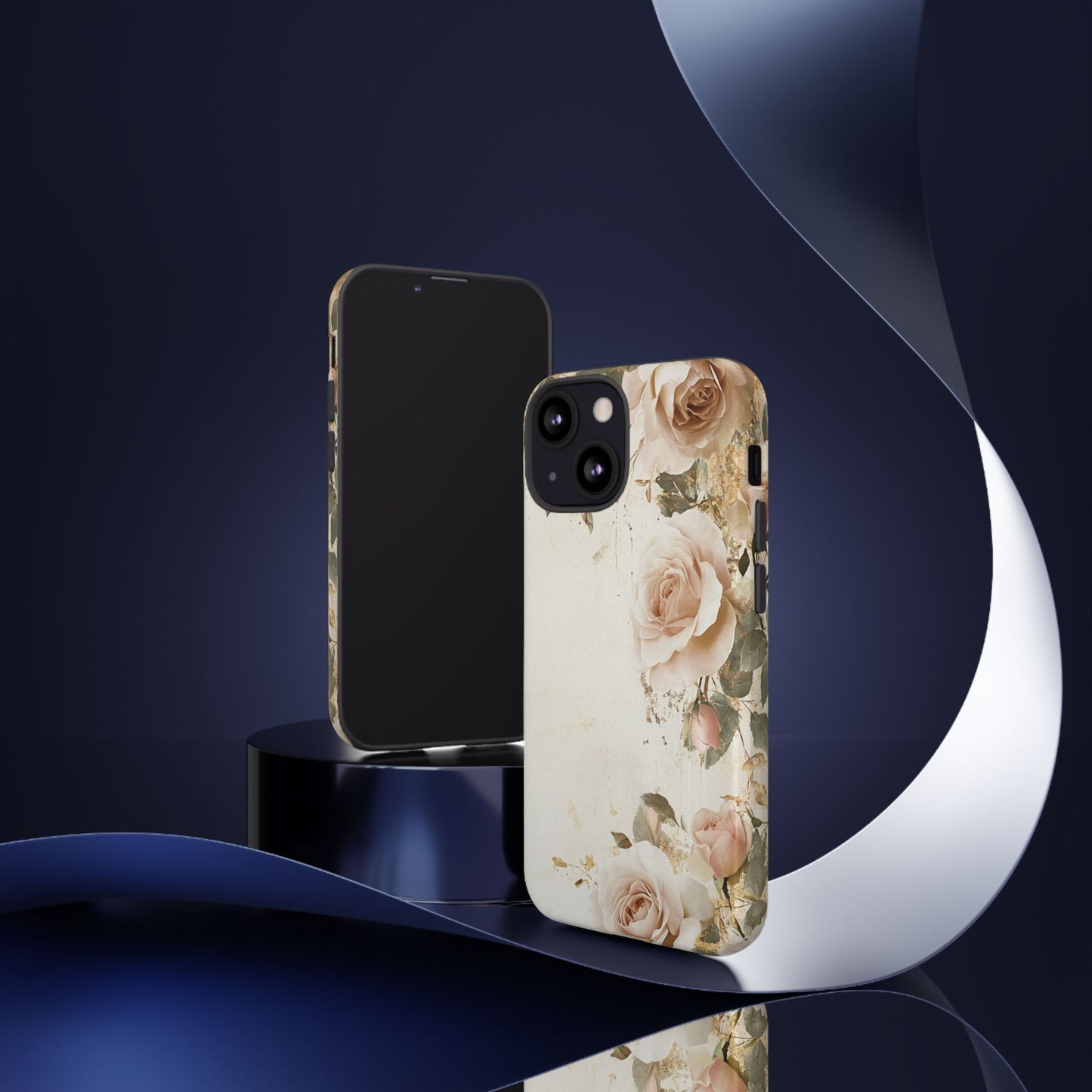 Antique Floral Tough Phone Case - Elegant Rose Design