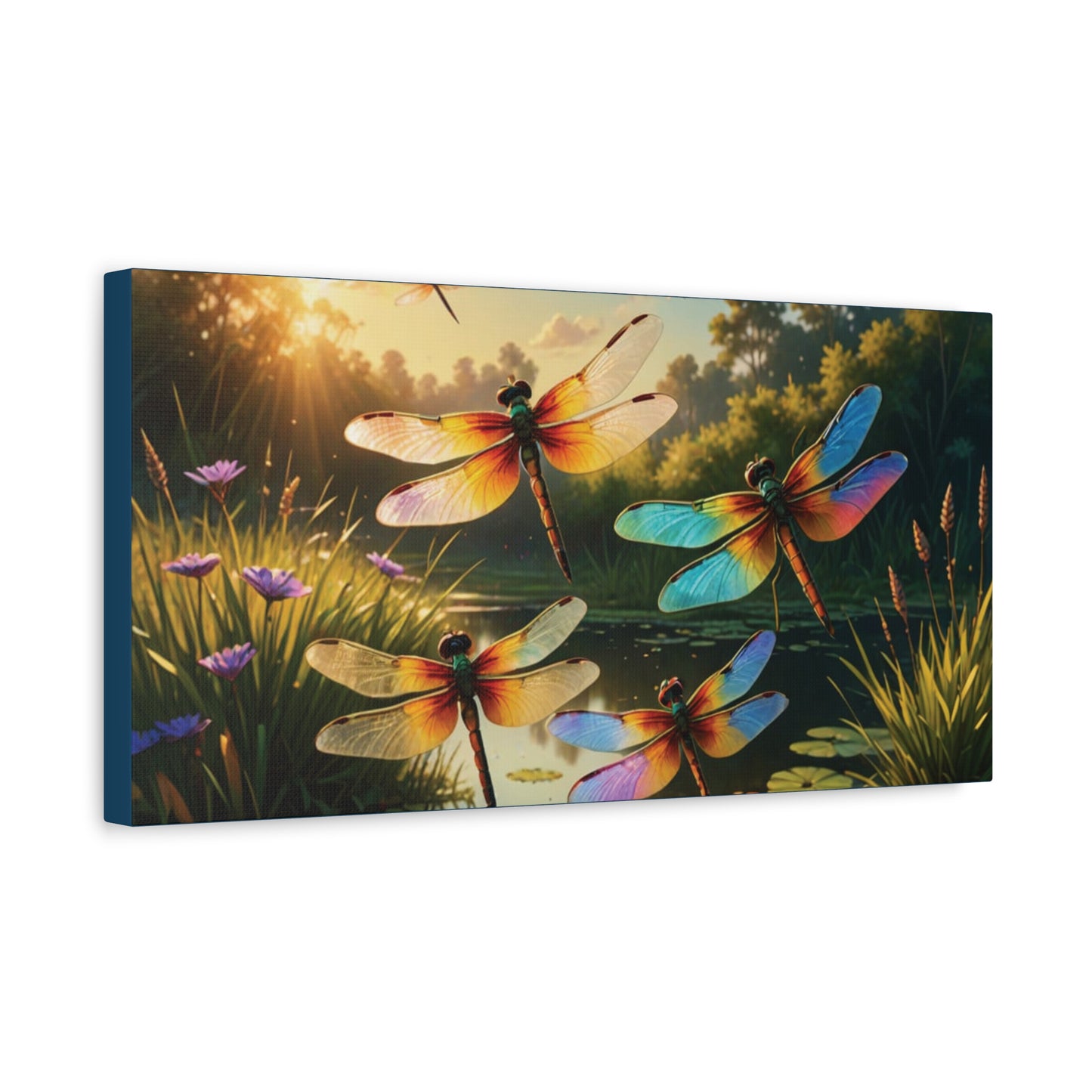 Vibrant Dragonfly Matte Canvas Art - Nature Wall Decor for Home & Office, Sunset, Gift for her, Gift for him