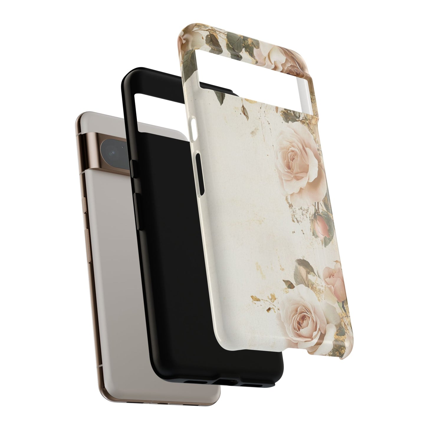 Antique Floral Tough Phone Case - Elegant Rose Design