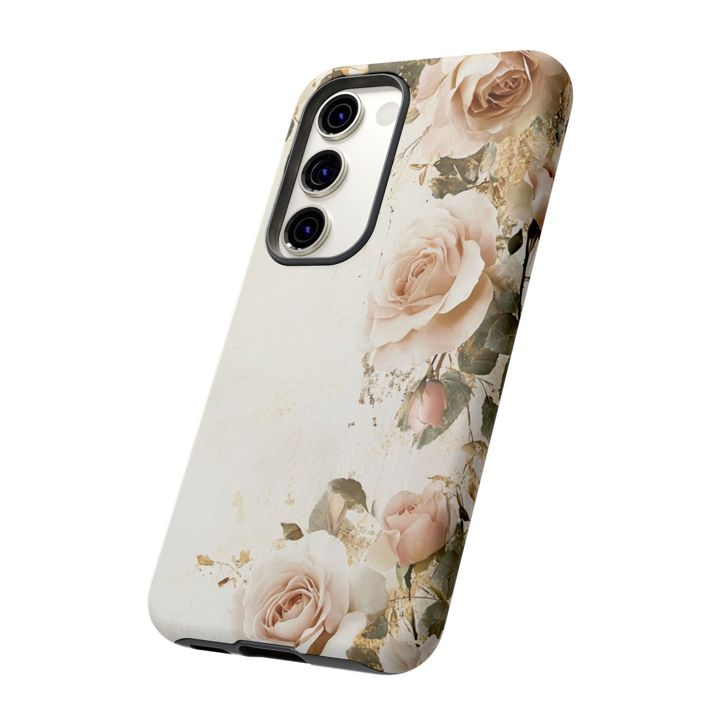 Antique Floral Tough Phone Case - Elegant Rose Design