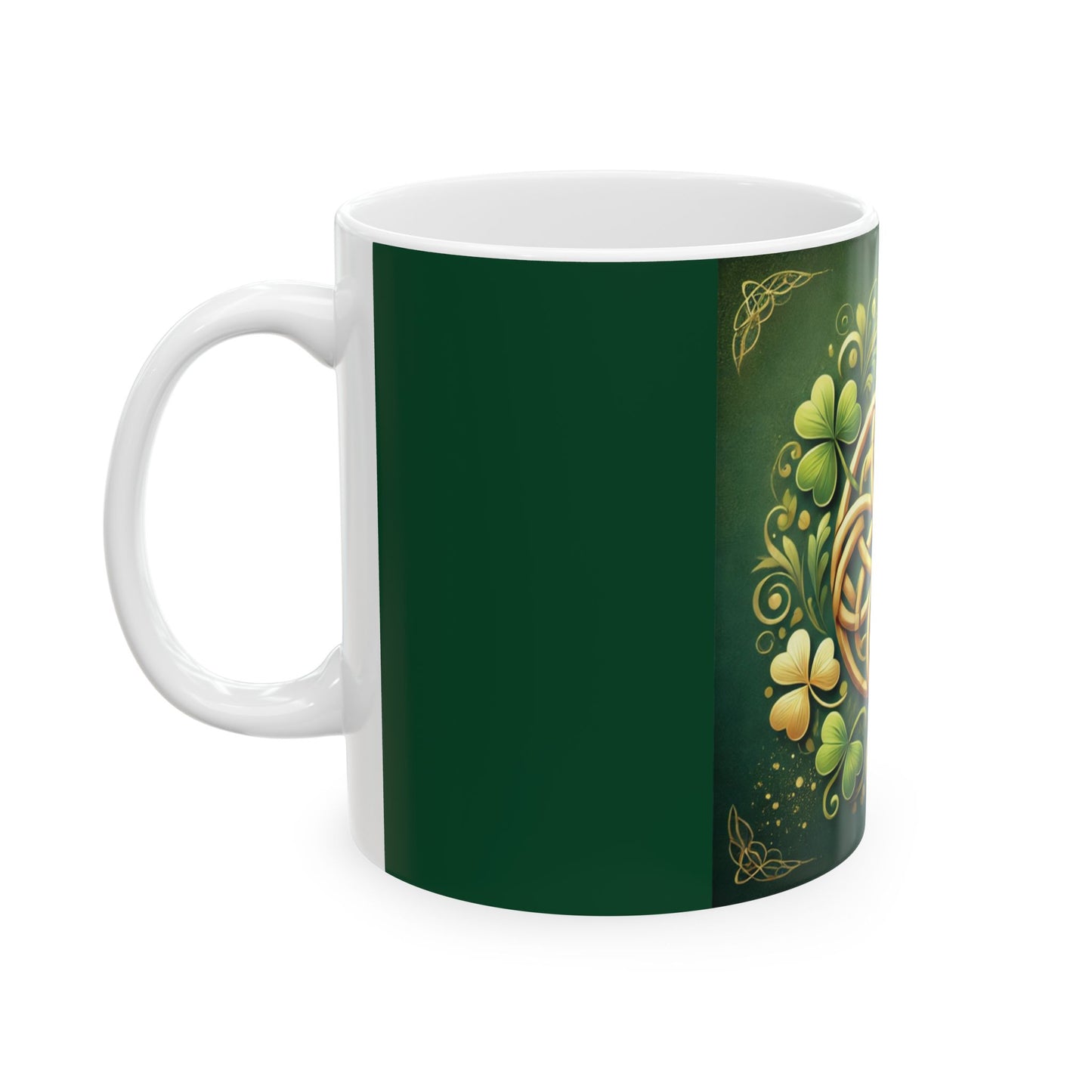 Celtic Knot and Clover Ceramic Mug - Perfect for St. Patrick's Day Celebrations
