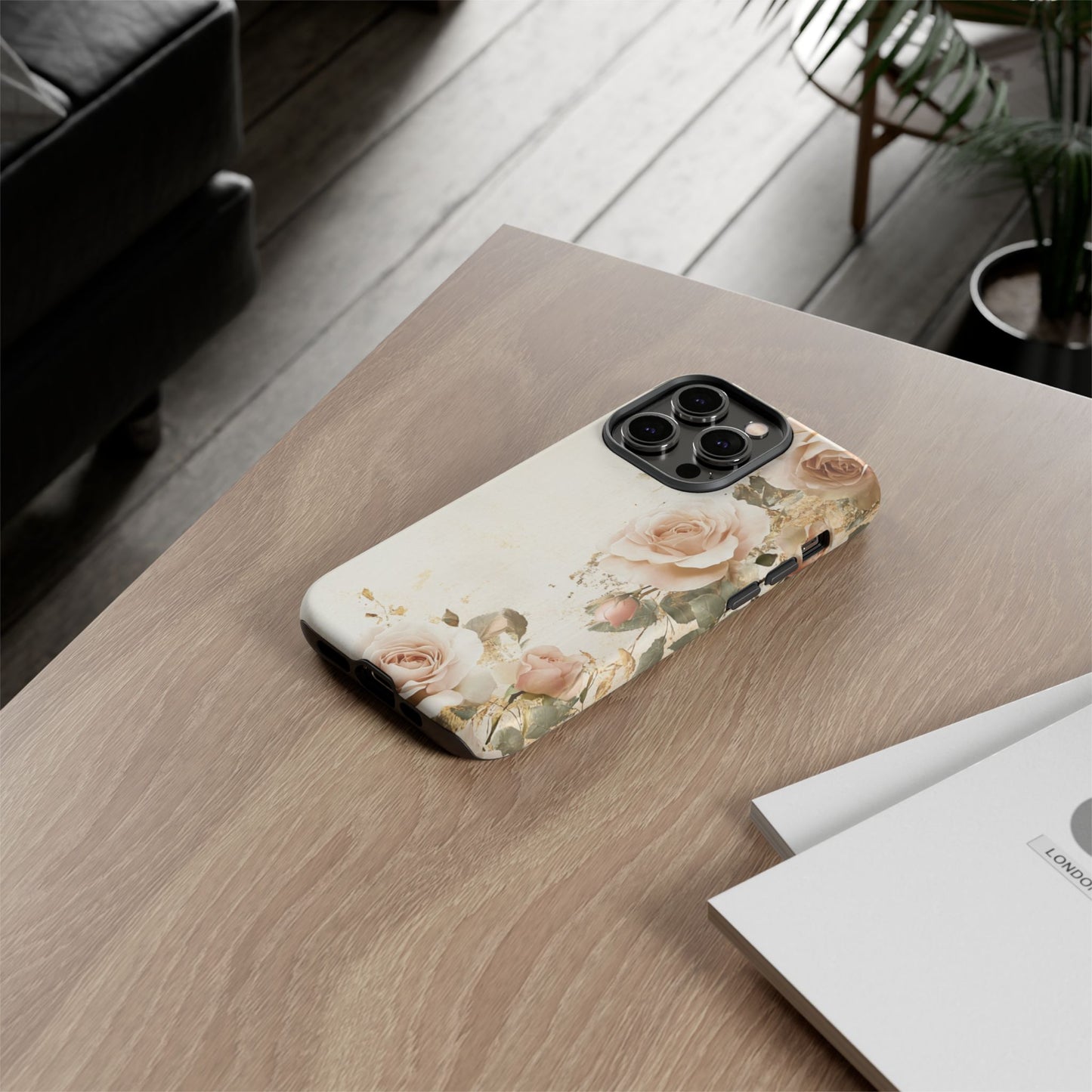 Antique Floral Tough Phone Case - Elegant Rose Design