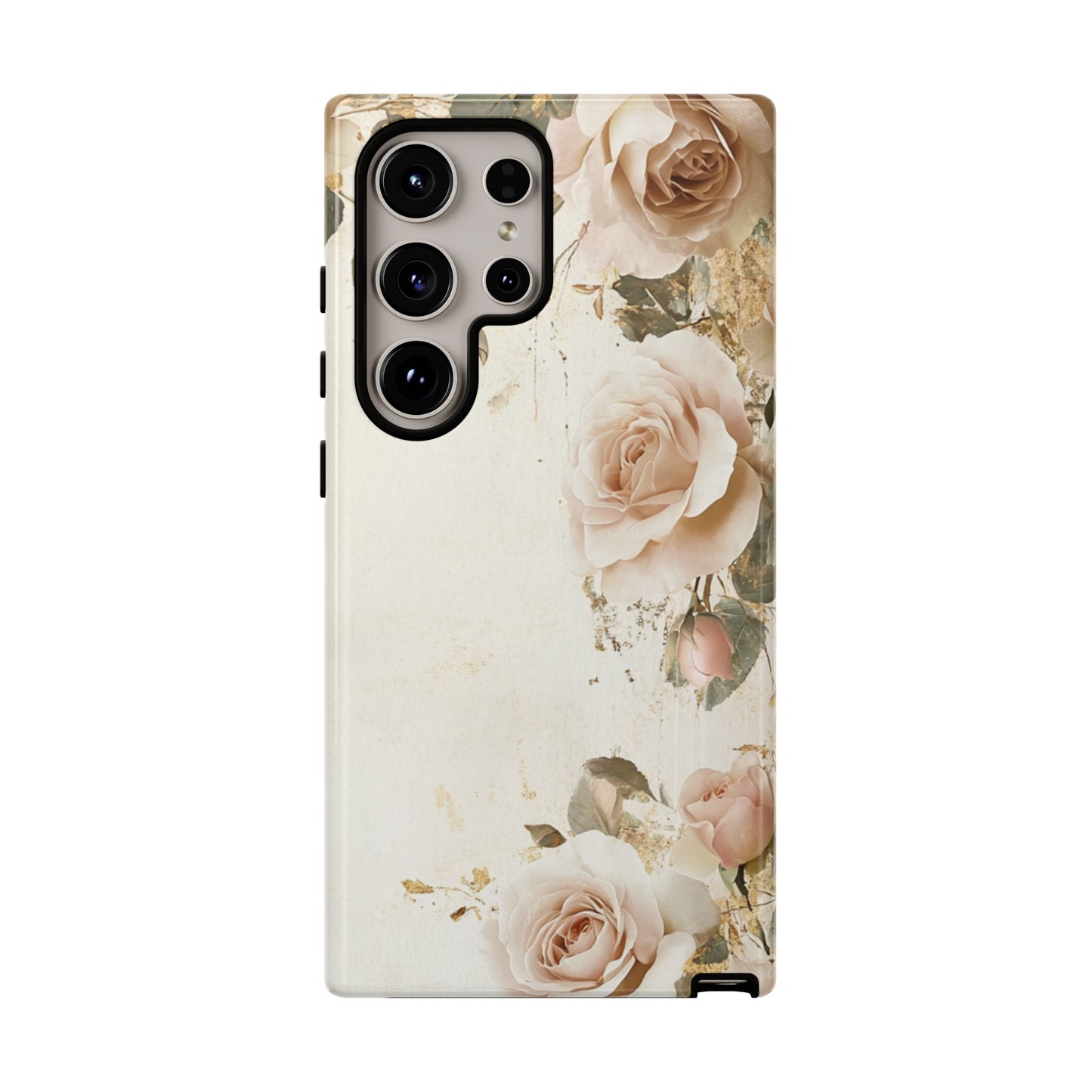 Antique Floral Tough Phone Case - Elegant Rose Design