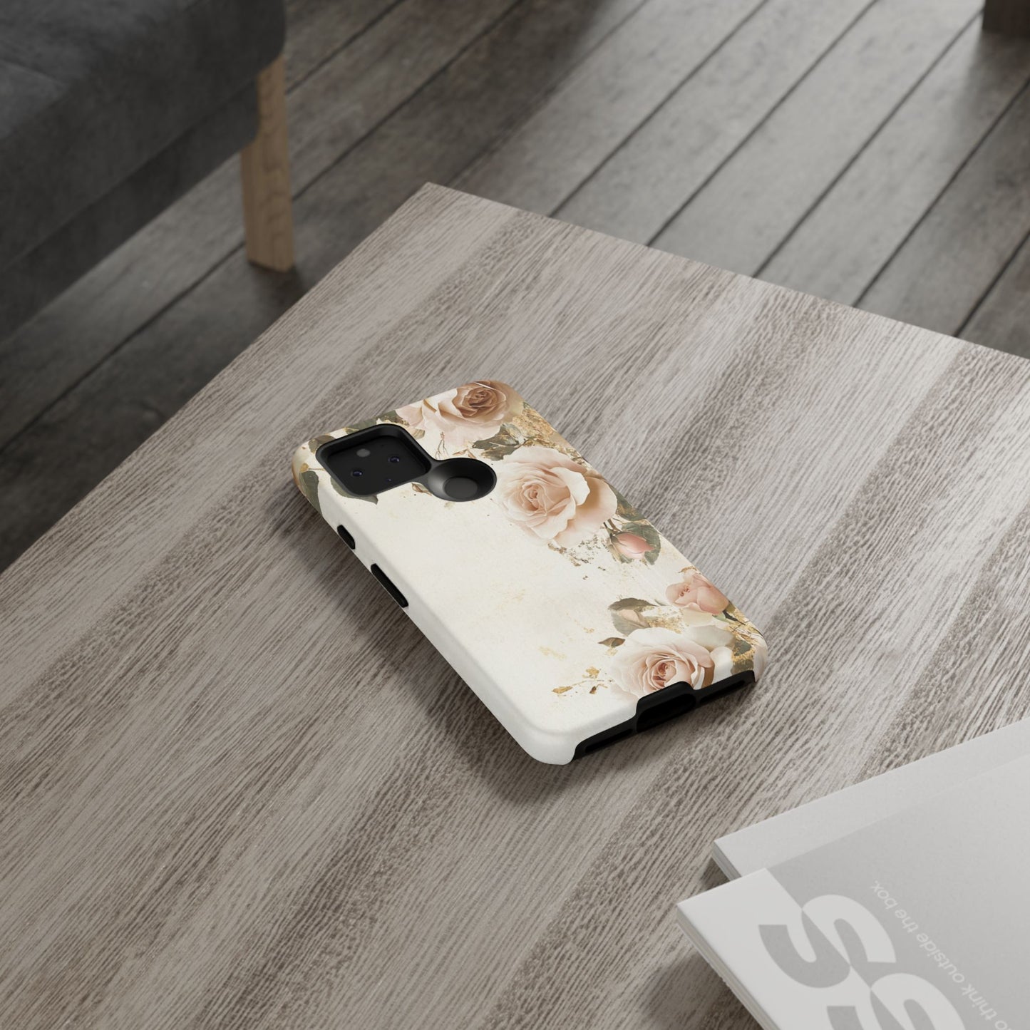 Antique Floral Tough Phone Case - Elegant Rose Design