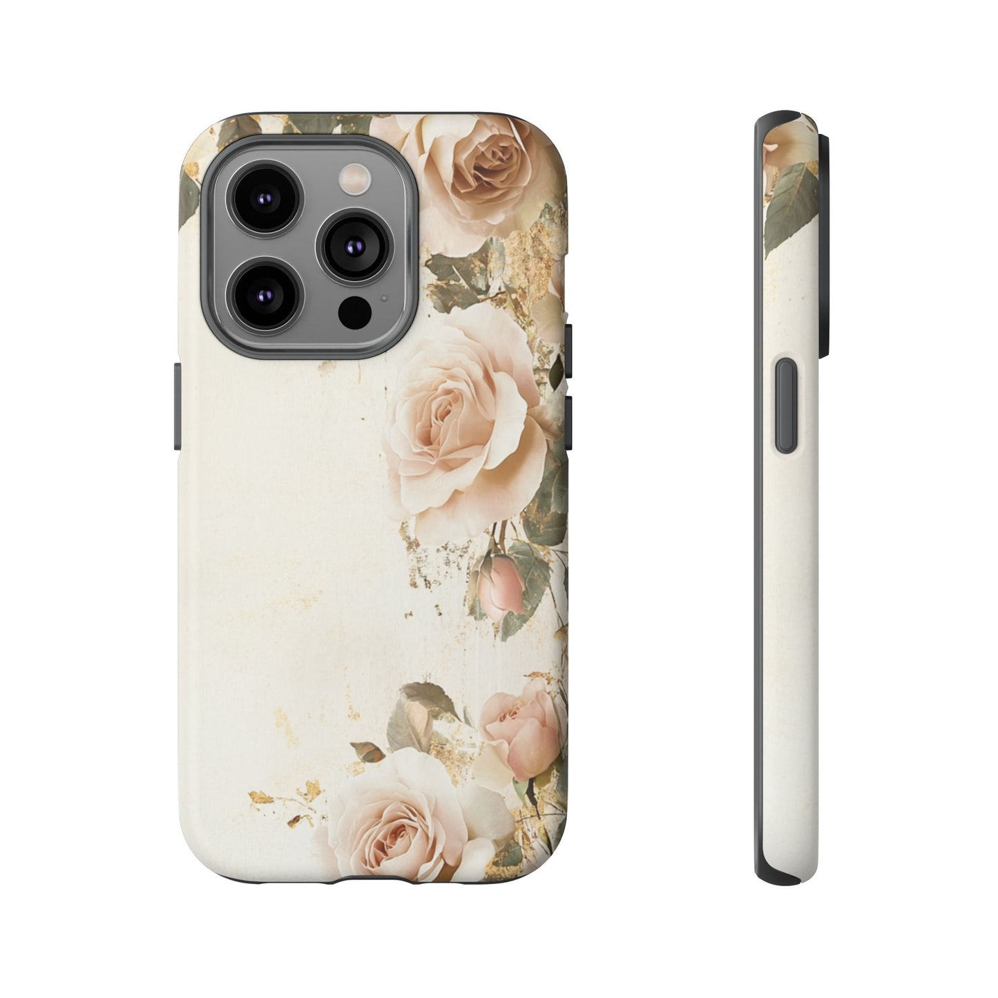 Antique Floral Tough Phone Case - Elegant Rose Design