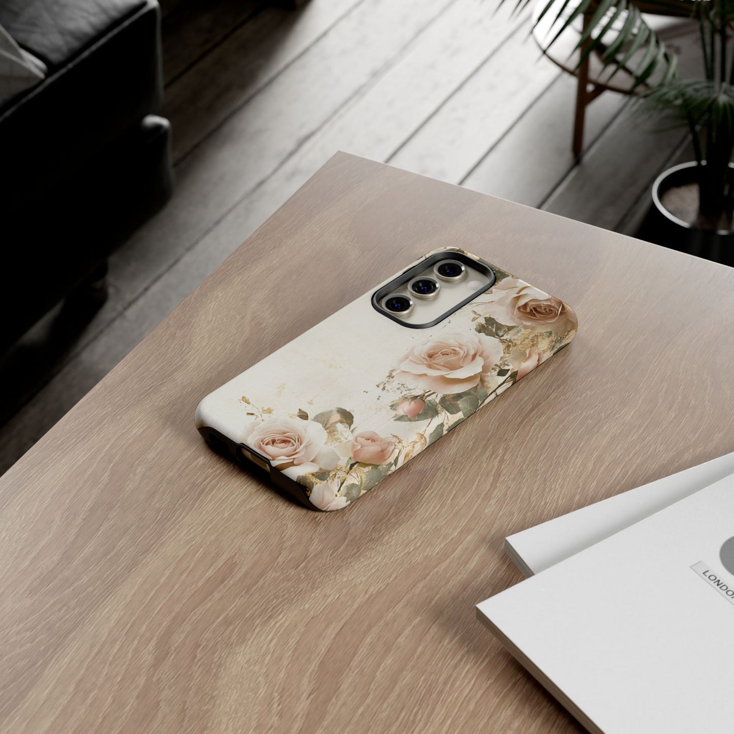 Antique Floral Tough Phone Case - Elegant Rose Design