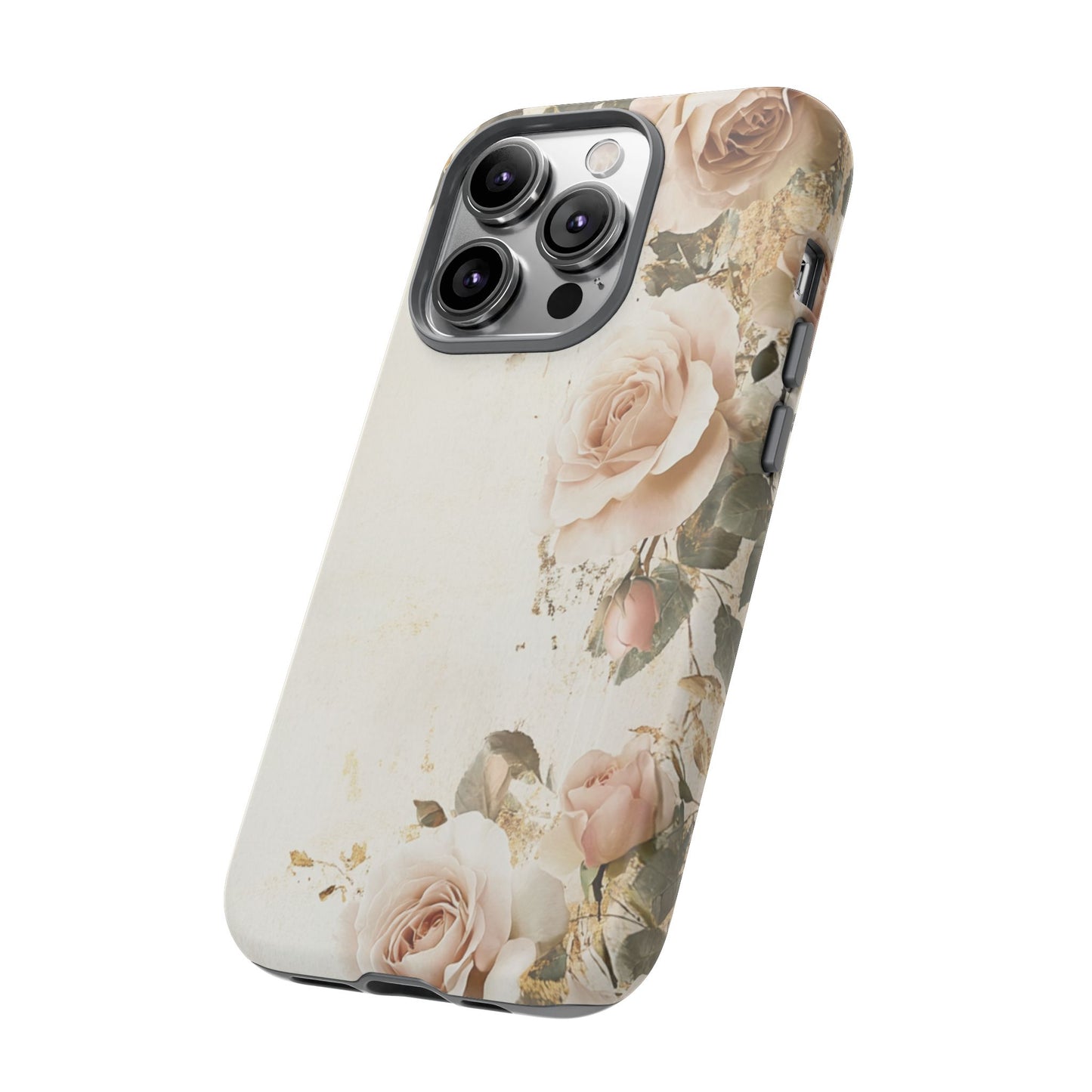 Antique Floral Tough Phone Case - Elegant Rose Design