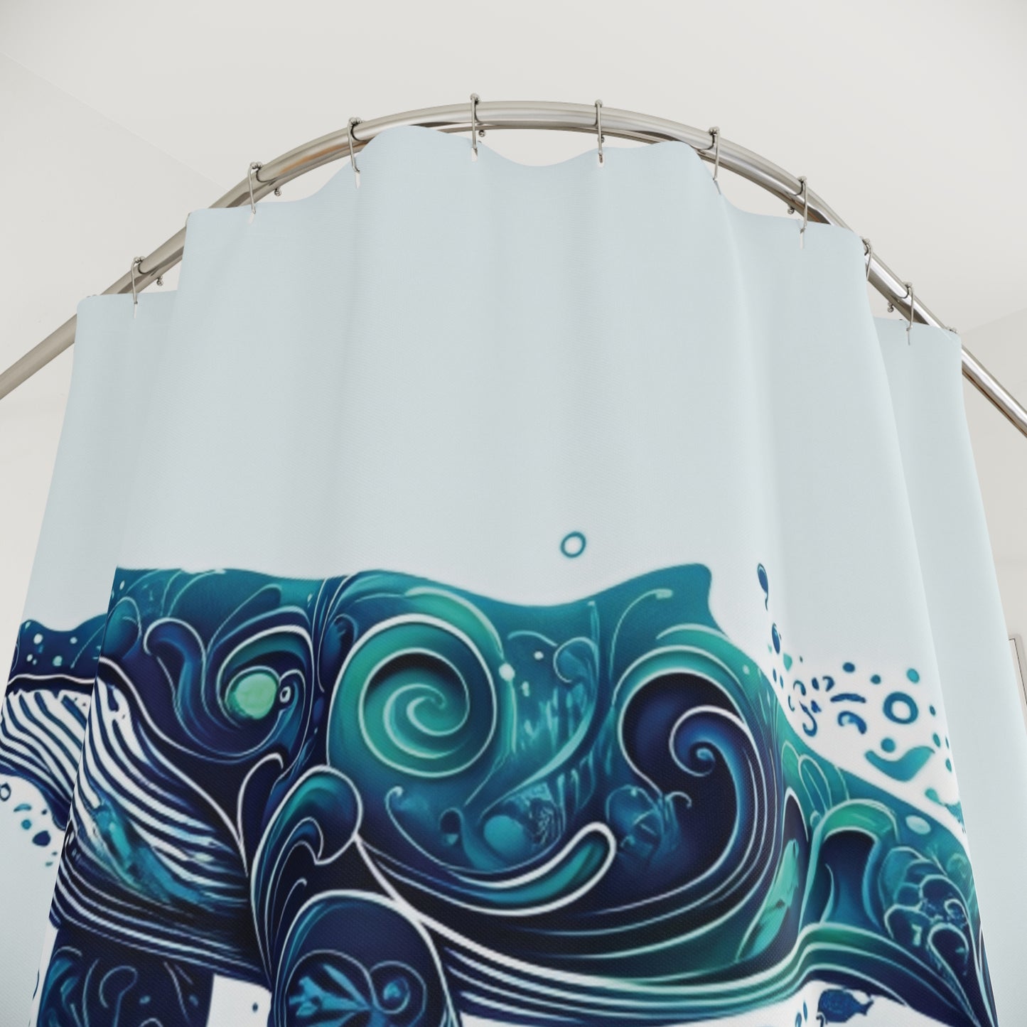 Blue Whale Shower Curtain - Marine Life Decor for Coastal Bathrooms