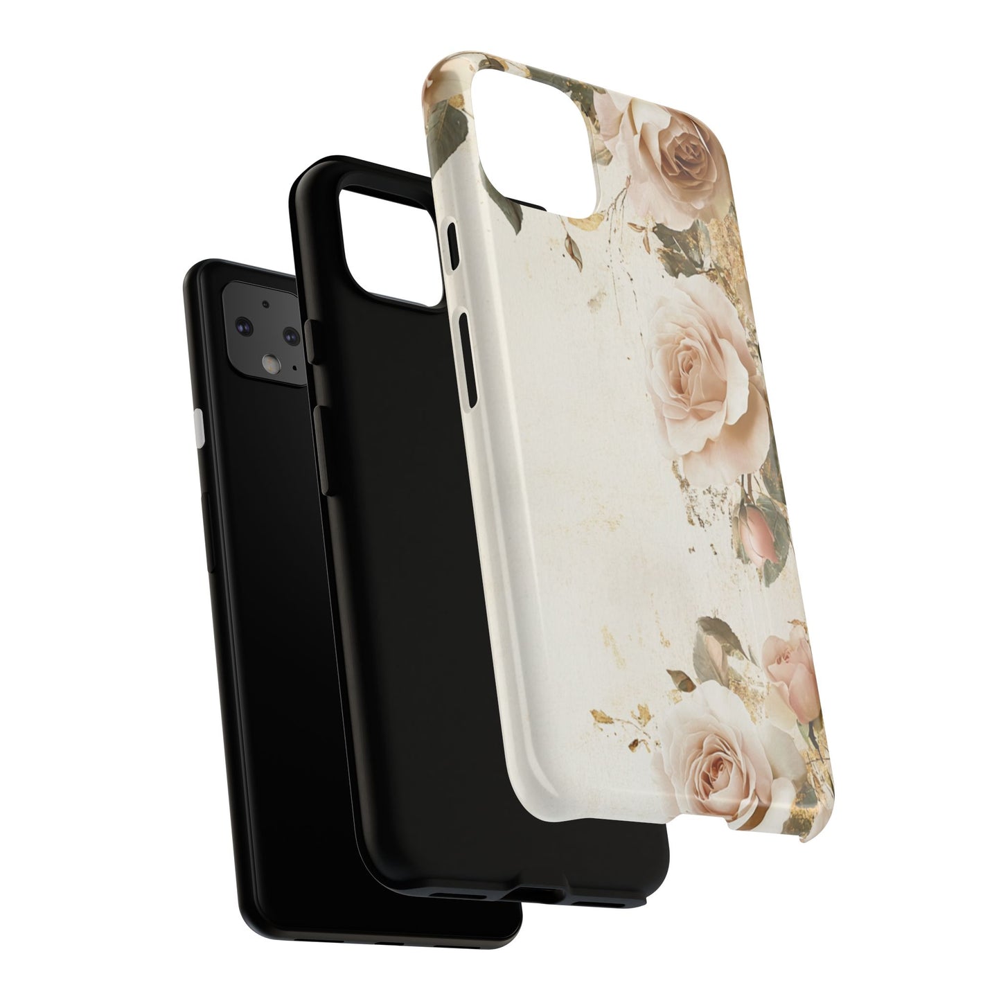 Antique Floral Tough Phone Case - Elegant Rose Design