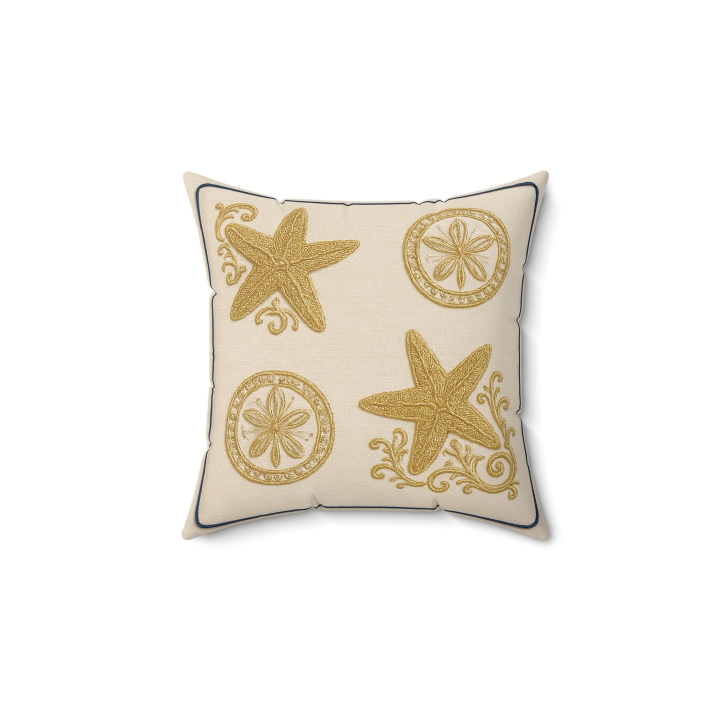Coastal Chic Square Pillow with Starfish Design Beach Decor Home Accents Nautical Pillows Summer Vibes Gift Ideas Starfish and Sand Dollars House-warmer Gift
