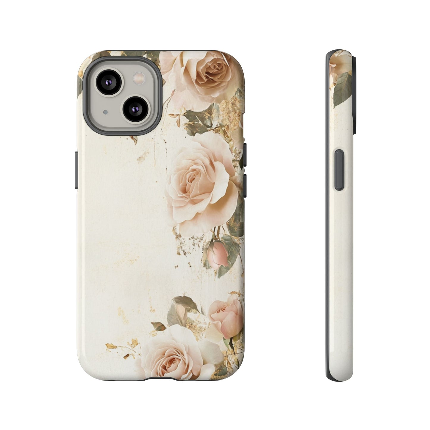 Antique Floral Tough Phone Case - Elegant Rose Design
